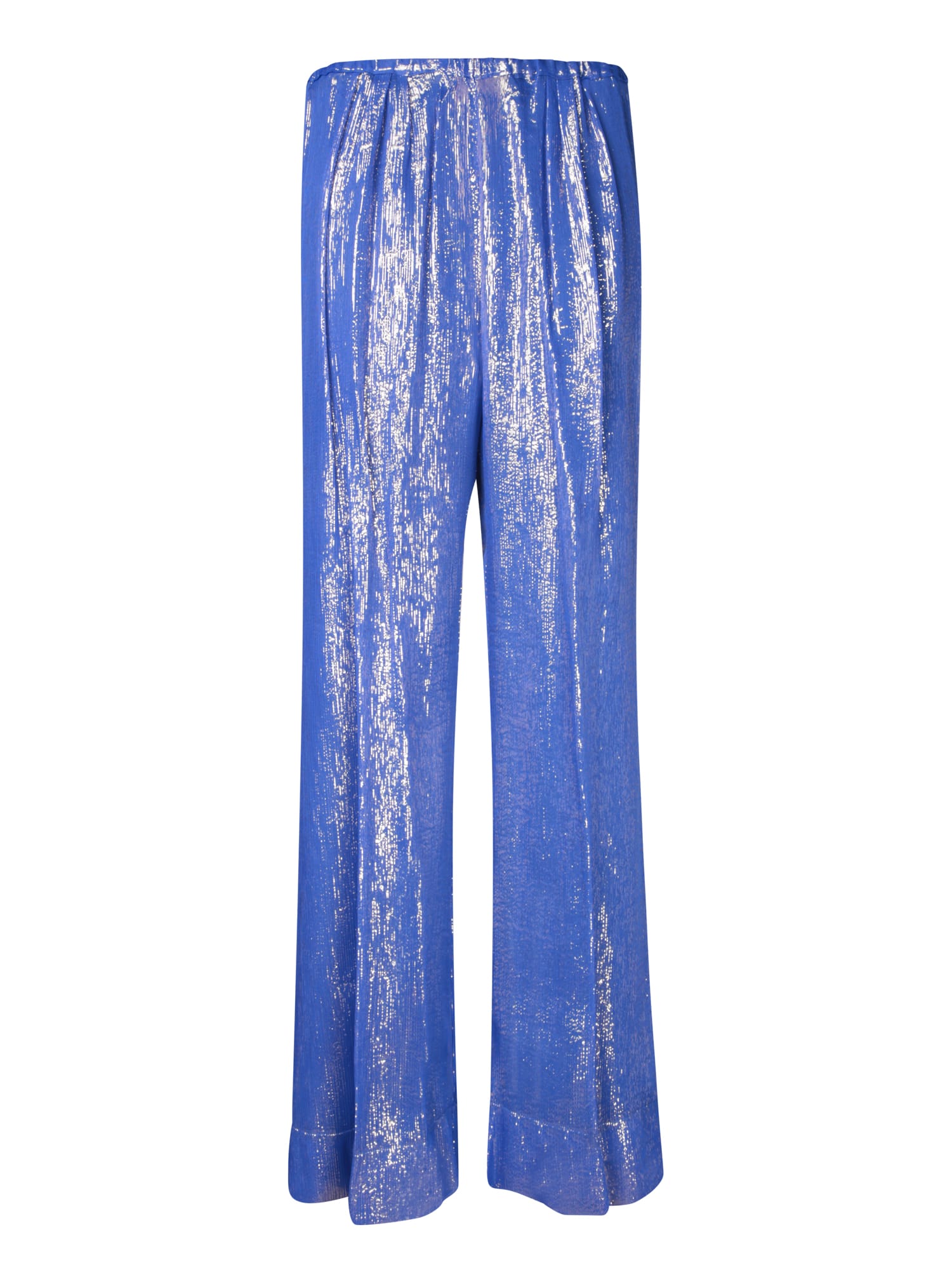 Shop Forte Forte Celeste Chiffon Lurex Pants In Blue