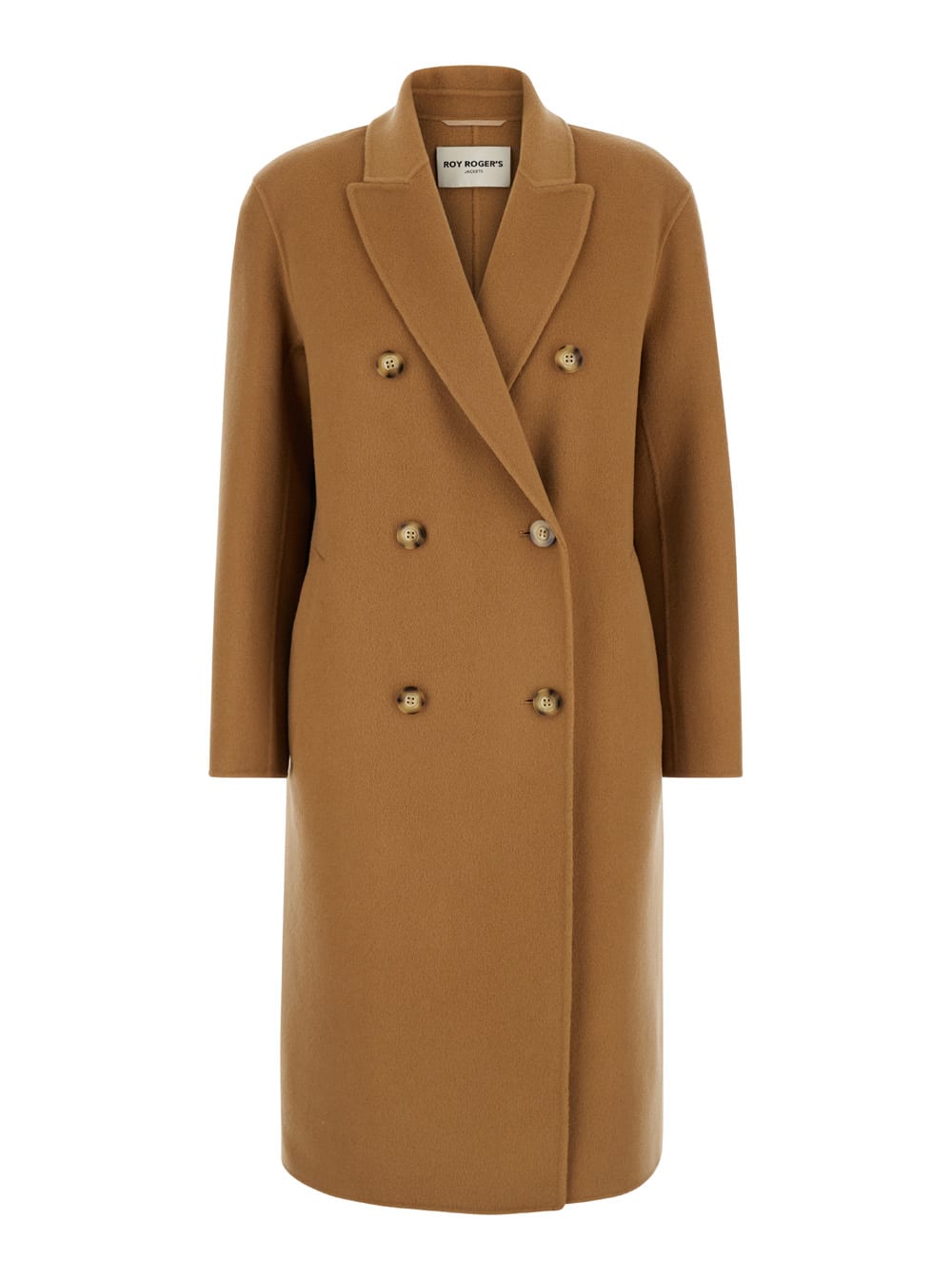 Roy Rogers Beige Double-breasted Coat With Peak Revers In Wool Woman