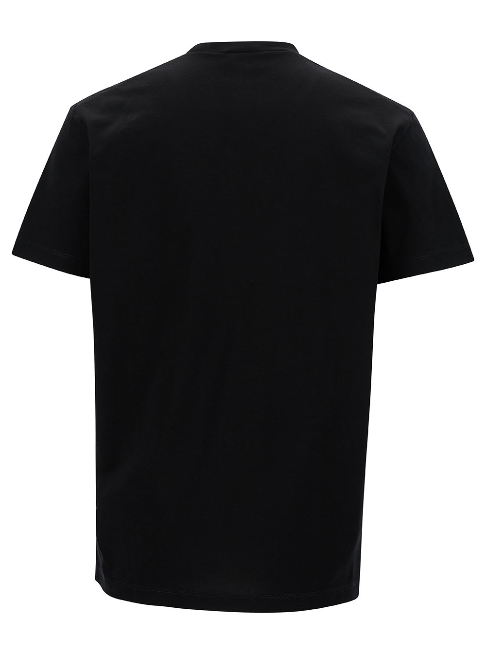 Shop Dsquared2 Black Crewneck T-shirt With All-over Icon Print In Cotton Man