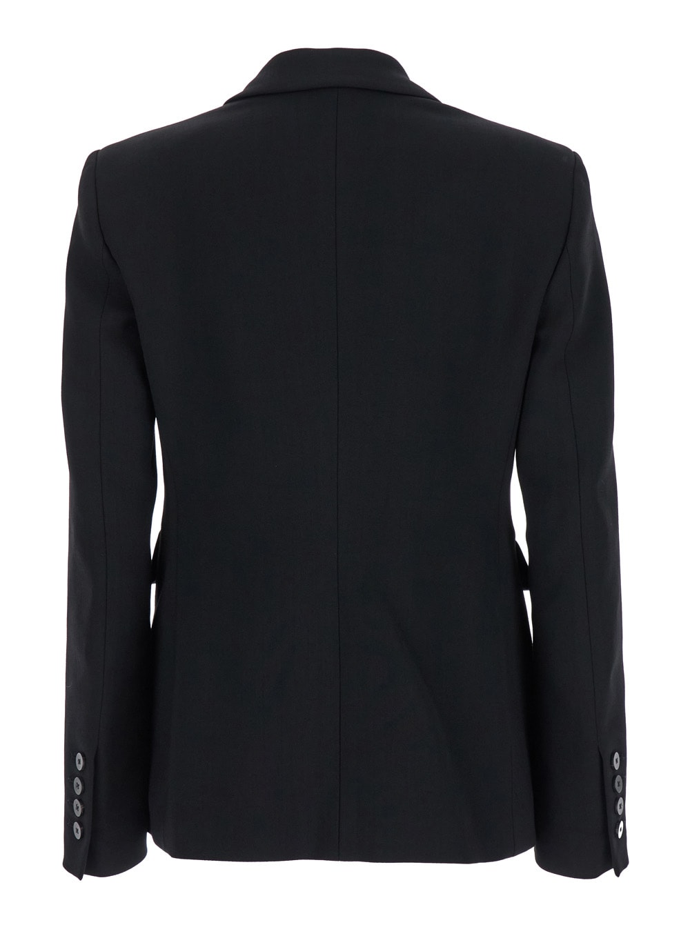 Shop The Seafarer Chantal Black Double-breasted Jacket With Peak Revers In Wool Stretch Woman