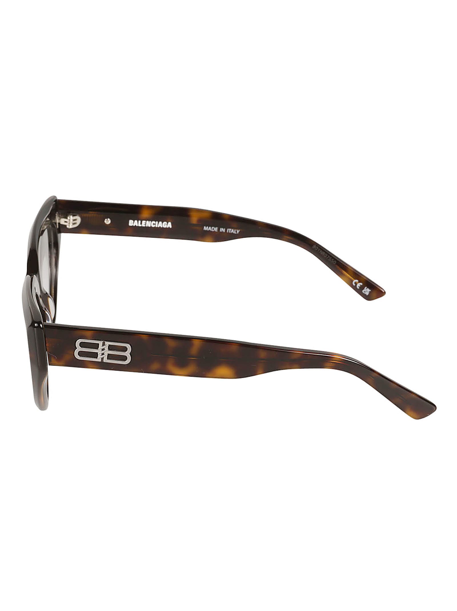 Balenciaga Bb Plaque Cat Eye Frame Glasses In Havana/transparent