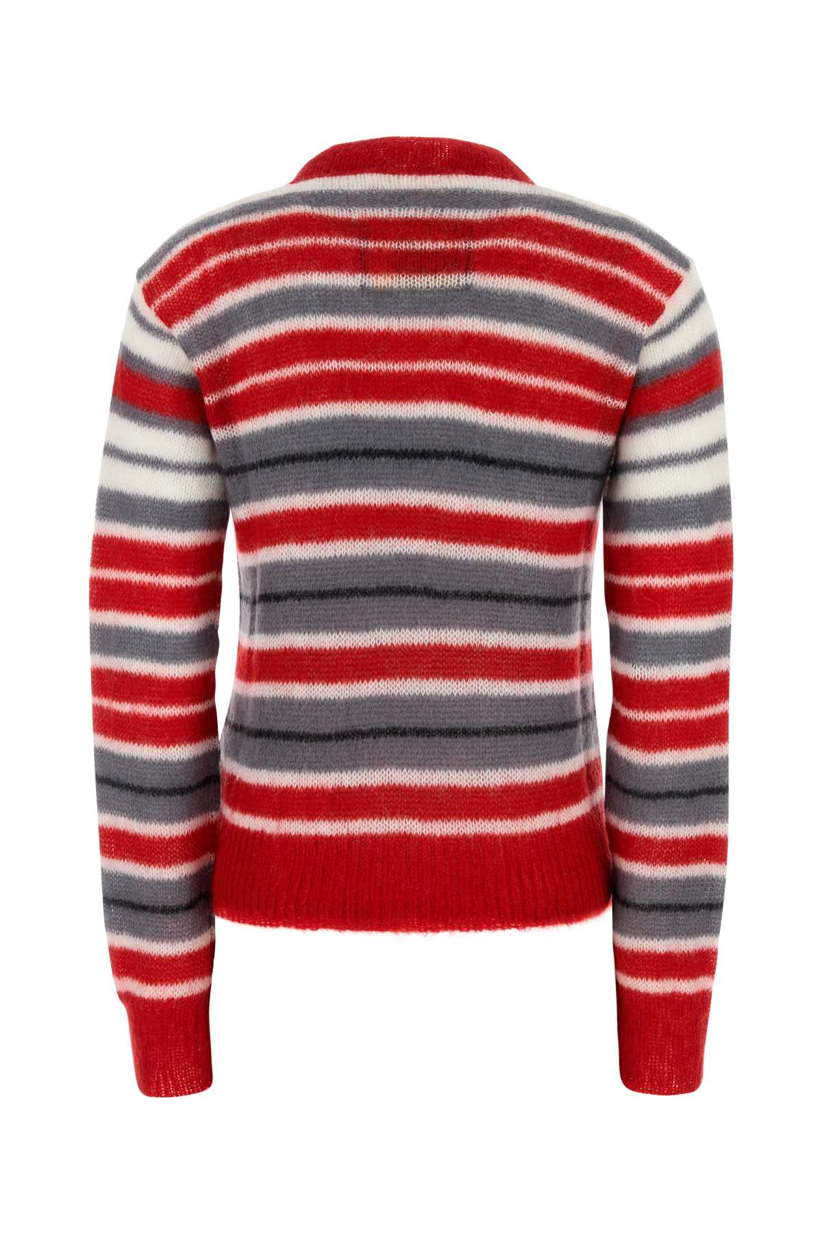 Marni Striped Mohair Blend Crewneck Sweater In Neutralgrey