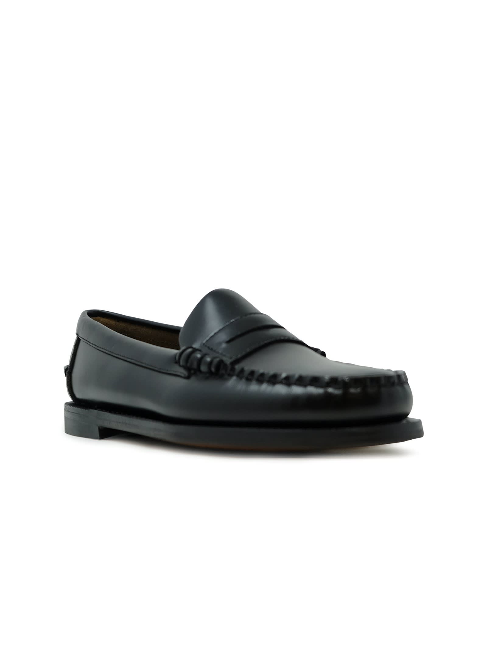 Sebago Dan Bordeaux Pull-on Loafers In Leather Woman In Black