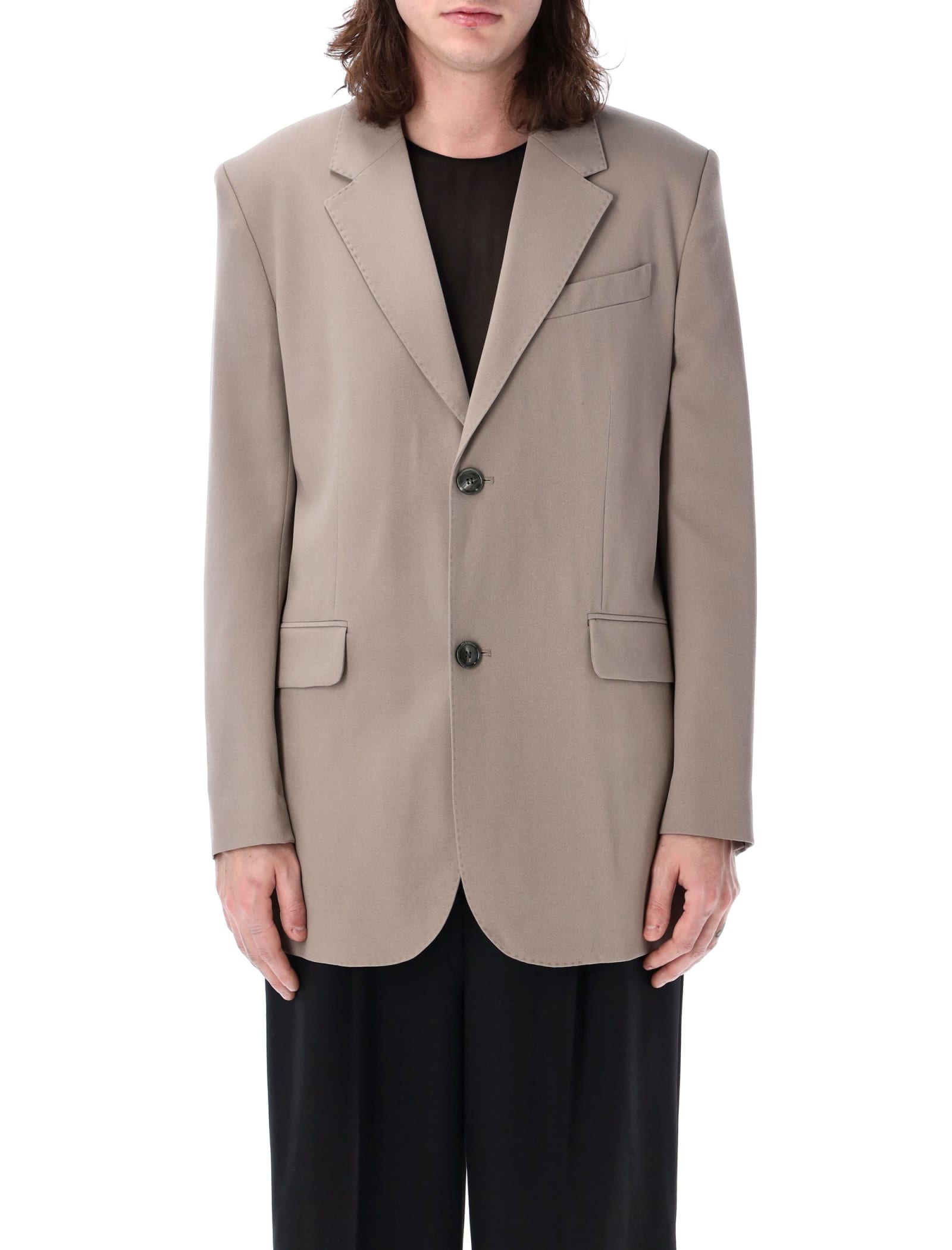 Shop Ami Alexandre Mattiussi Oversize Two Buttons Blazer In Light Taupe