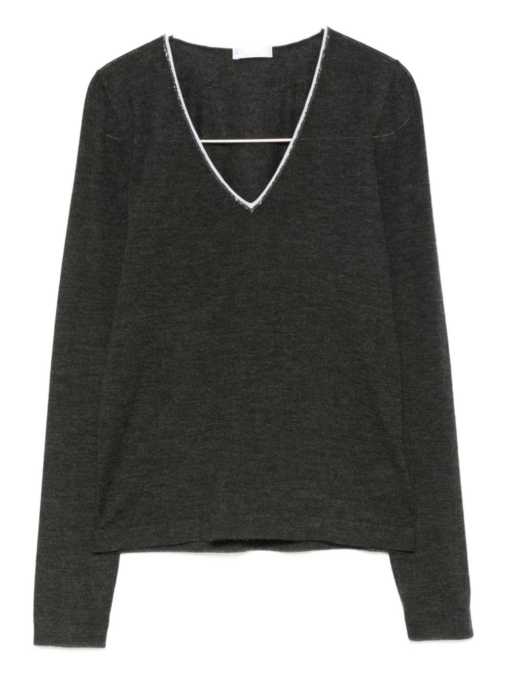 Brunello Cucinelli Cashmere And Silk V-necked Sweater In Black