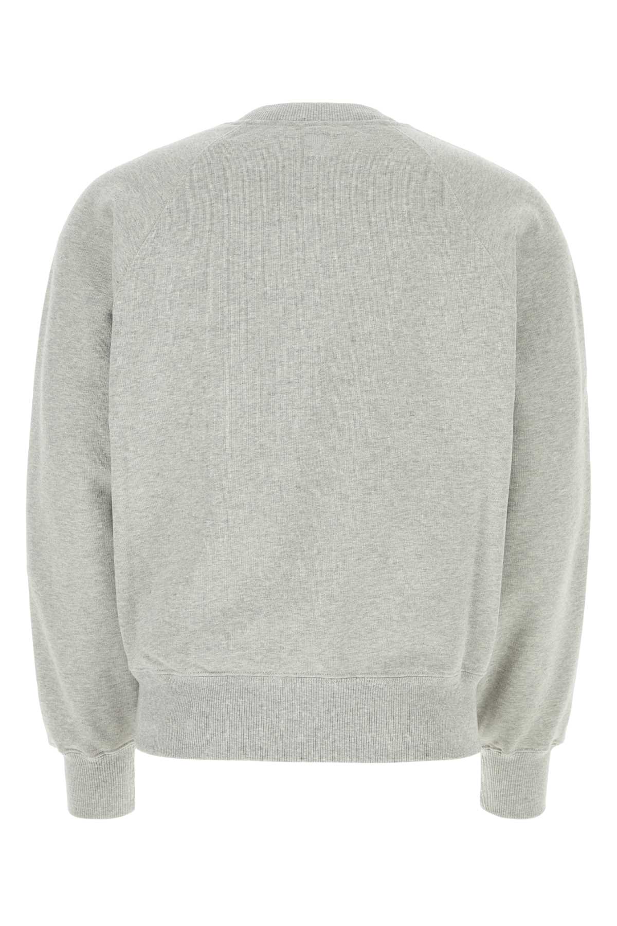 Shop Ami Alexandre Mattiussi Melange Grey Stretch Cotton Sweatshirt In Heatherashgrey