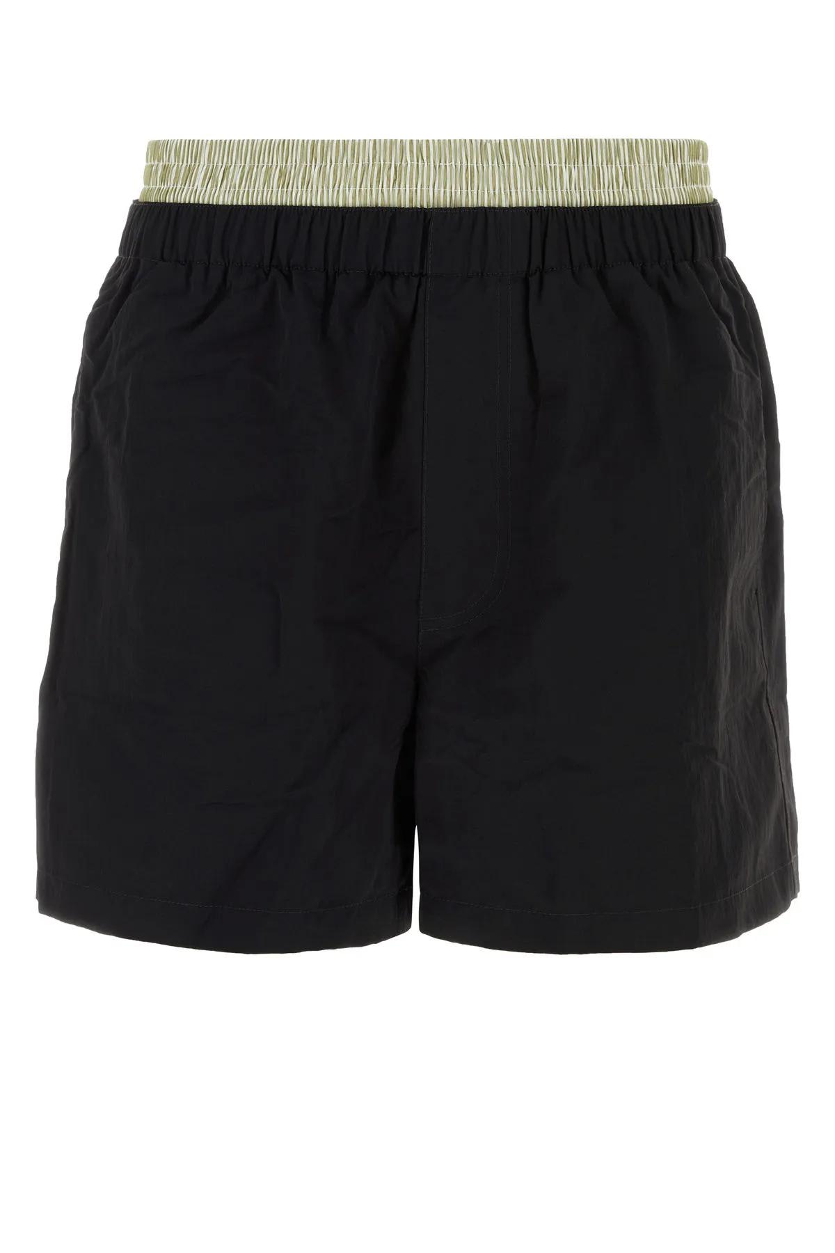 Shop Bottega Veneta Black Nylon Swimming Shorts