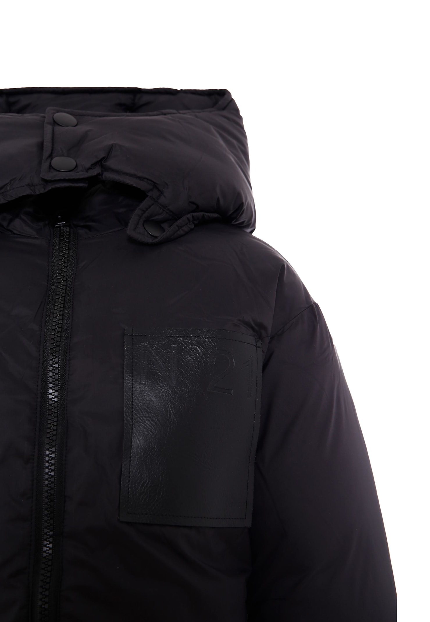 N°21 Black Down Jacket For Boy With Logo In Purple