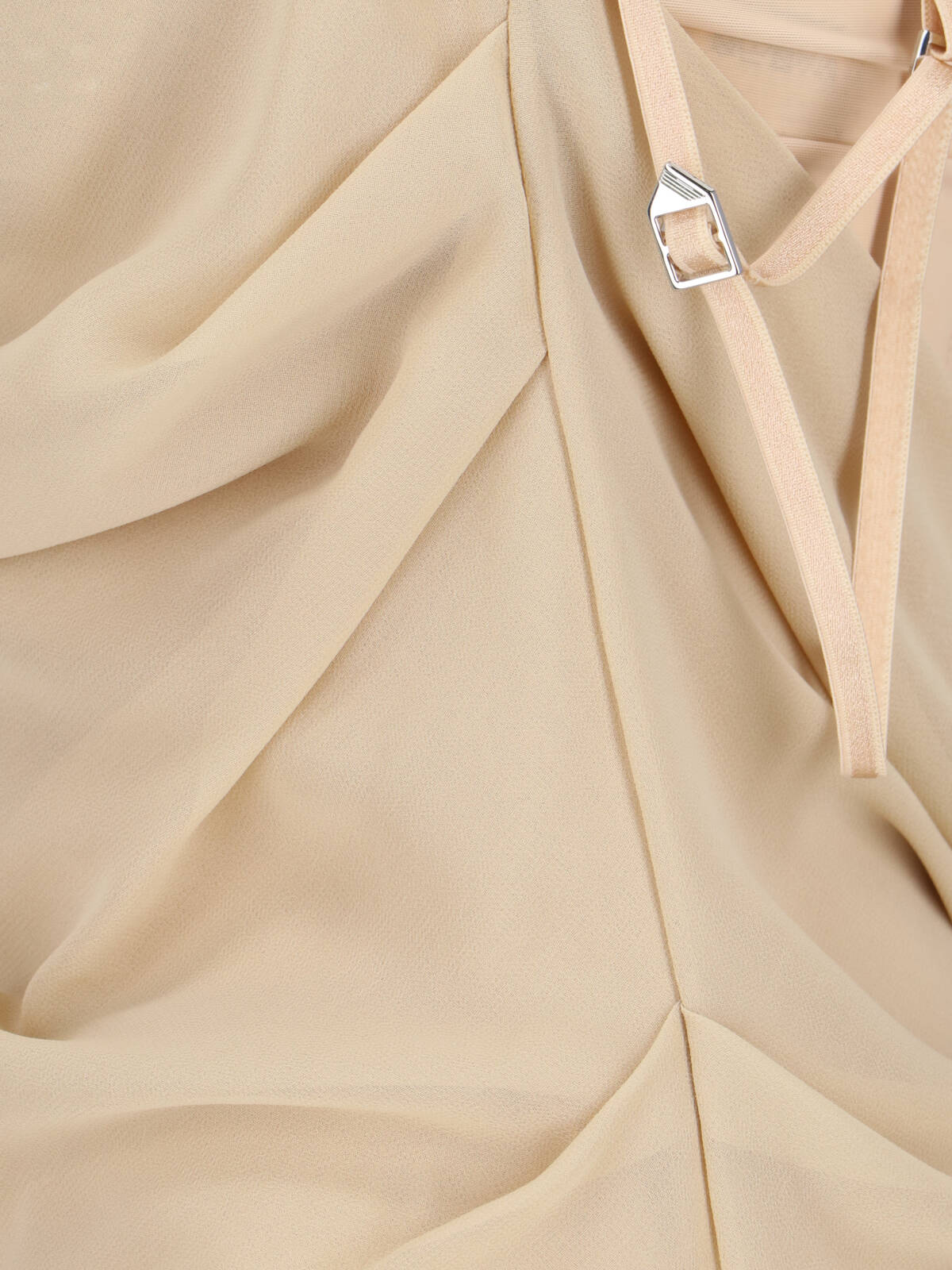 Attico Draped Cowl Neckline Spaghetti Straps In Beige