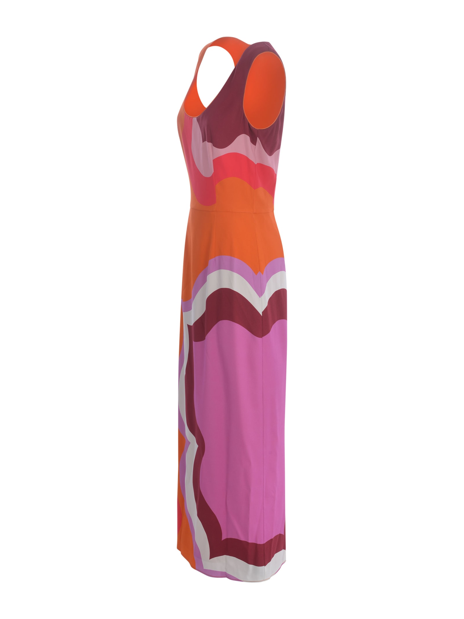 Shop Etro Dress Sheath  Color Block In Stretch Viscose In Arancione