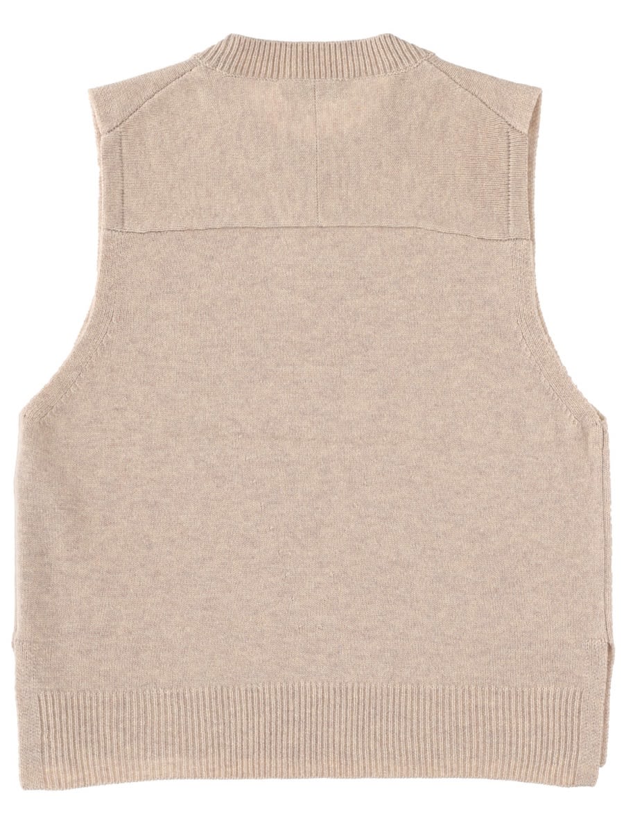 Maison Kitsuné Wool Vest In Brown