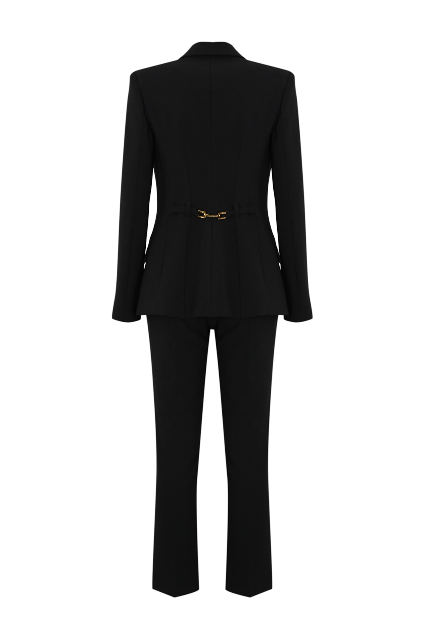 Elisabetta Franchi Single Breasted Suit With Gold Buttons In Nero