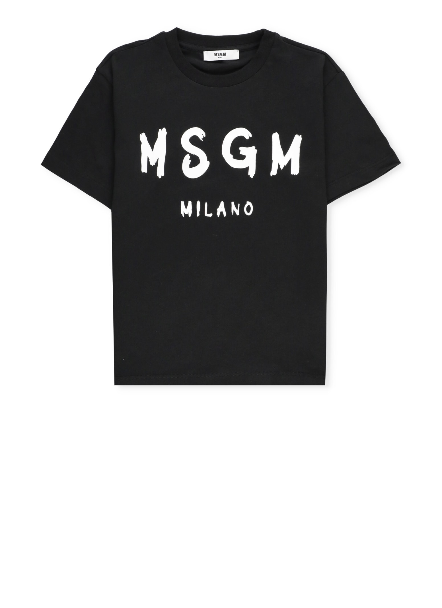 Shop Msgm Logoed T-shirt In Black