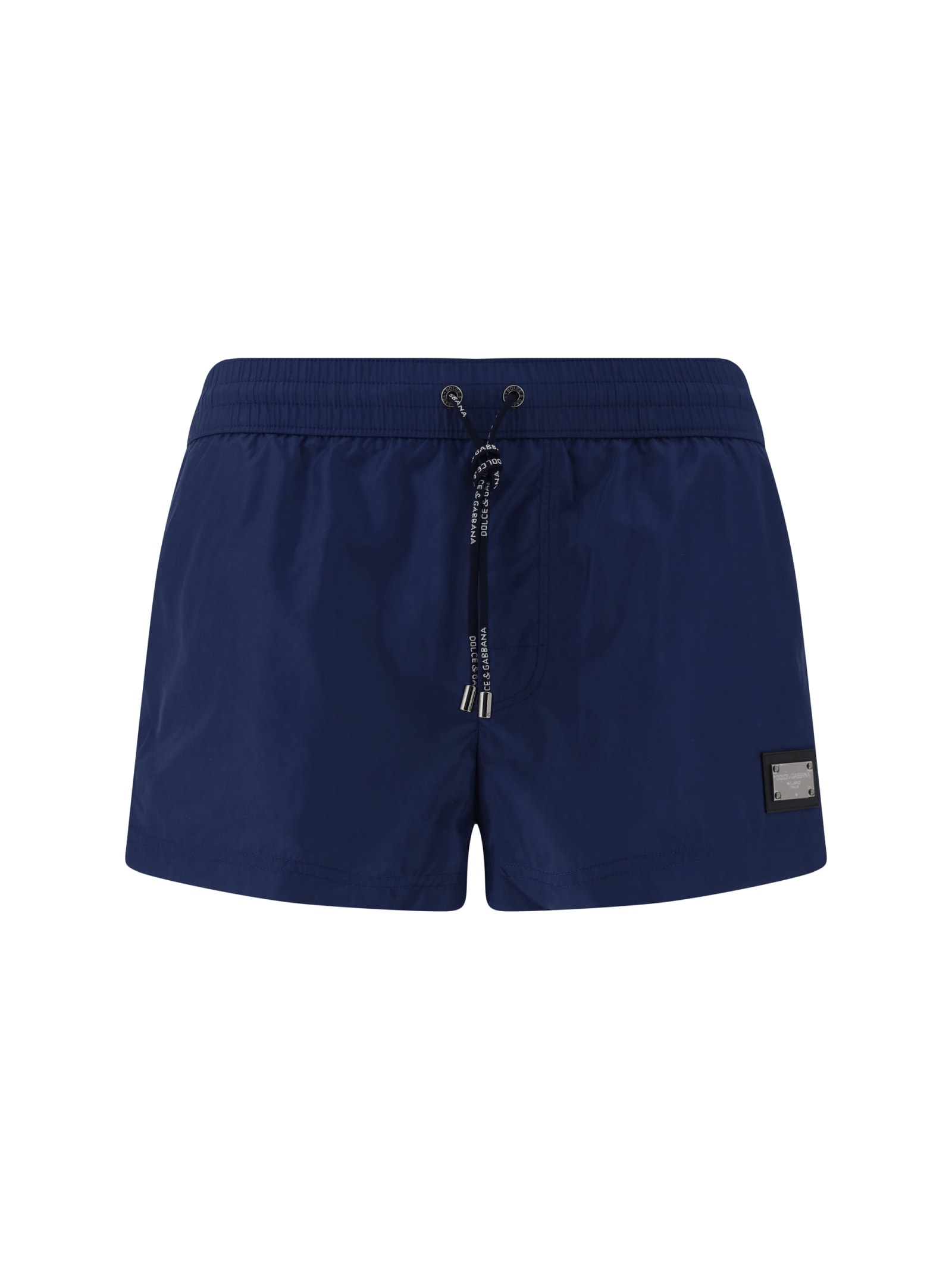 Dolce & Gabbana Men's Navy Brand-plaque Regular-fit Swim Shorts In Blu Scuro