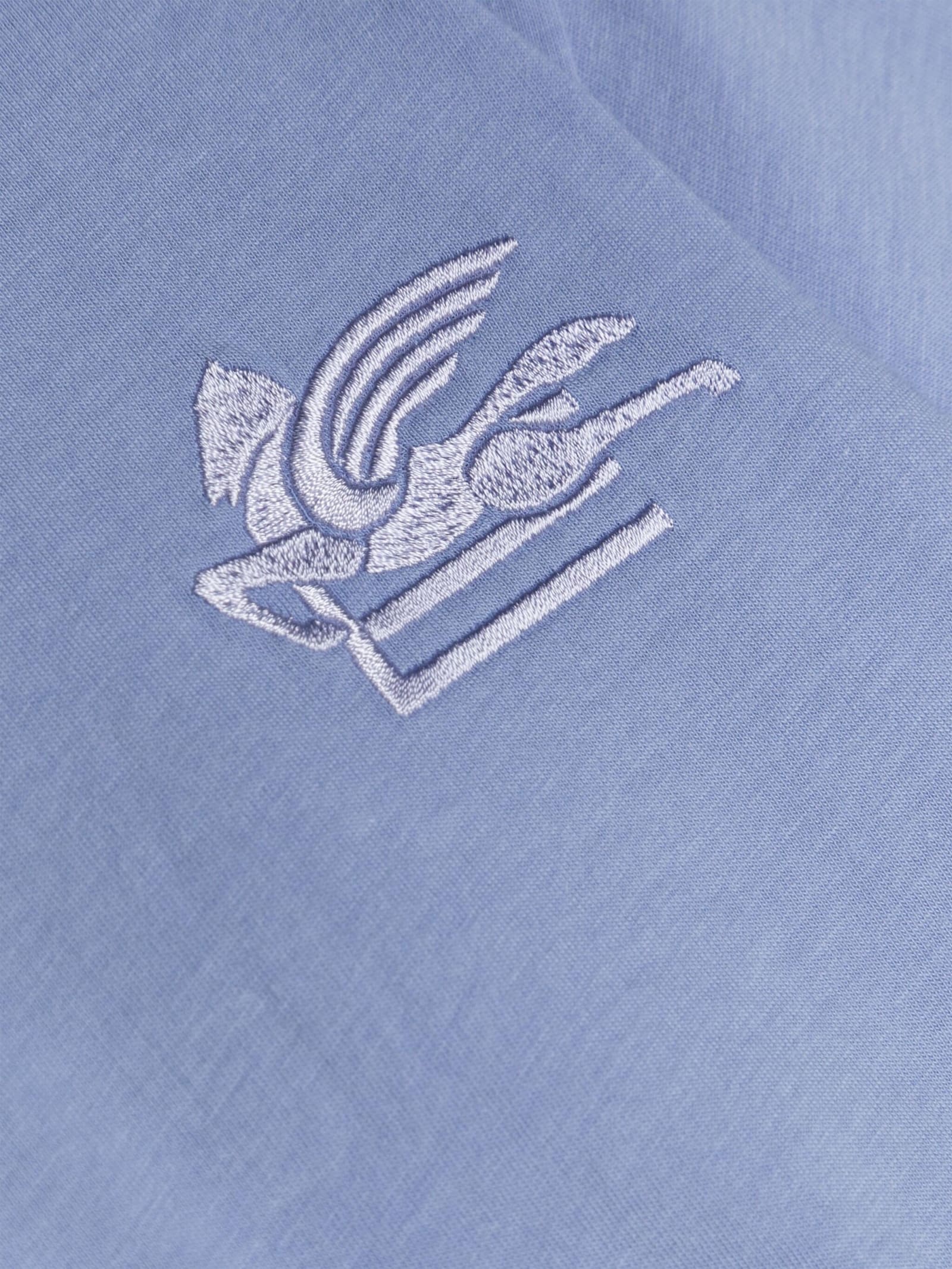Shop Etro Light Blue Crop T-shirt With  Pegaso Logo