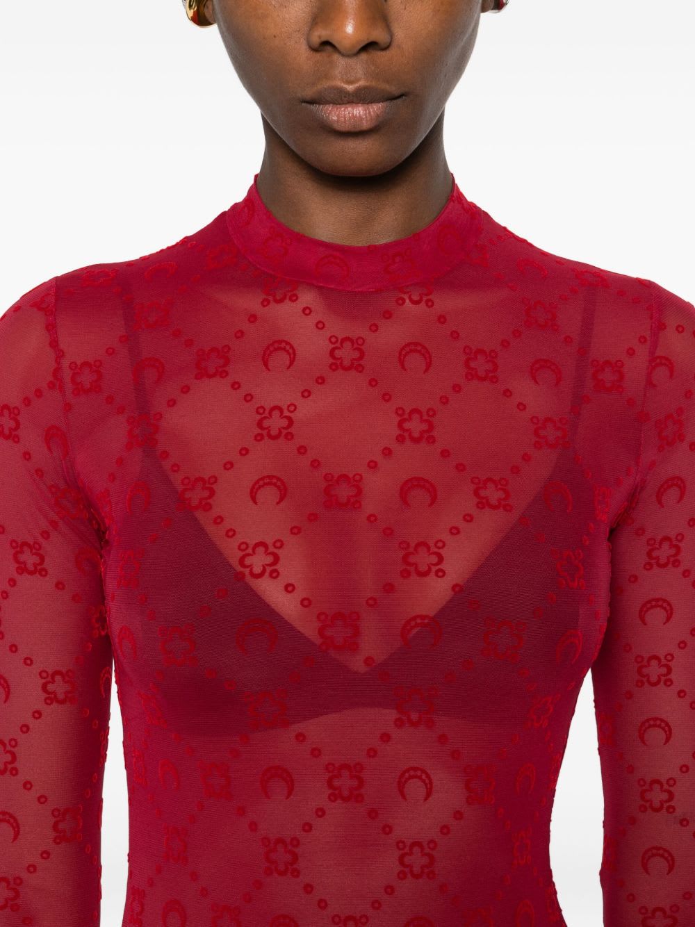 Marine Serre Monogram High-neck Top In Red