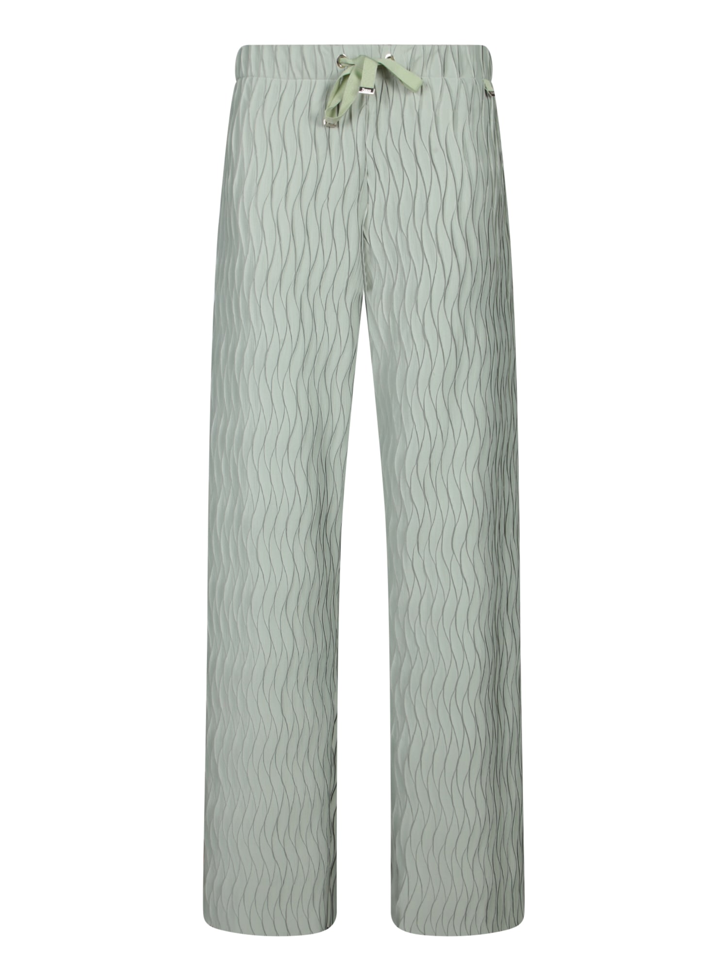 Herno Textured Green Trousers With And Drawstring Waist In Green