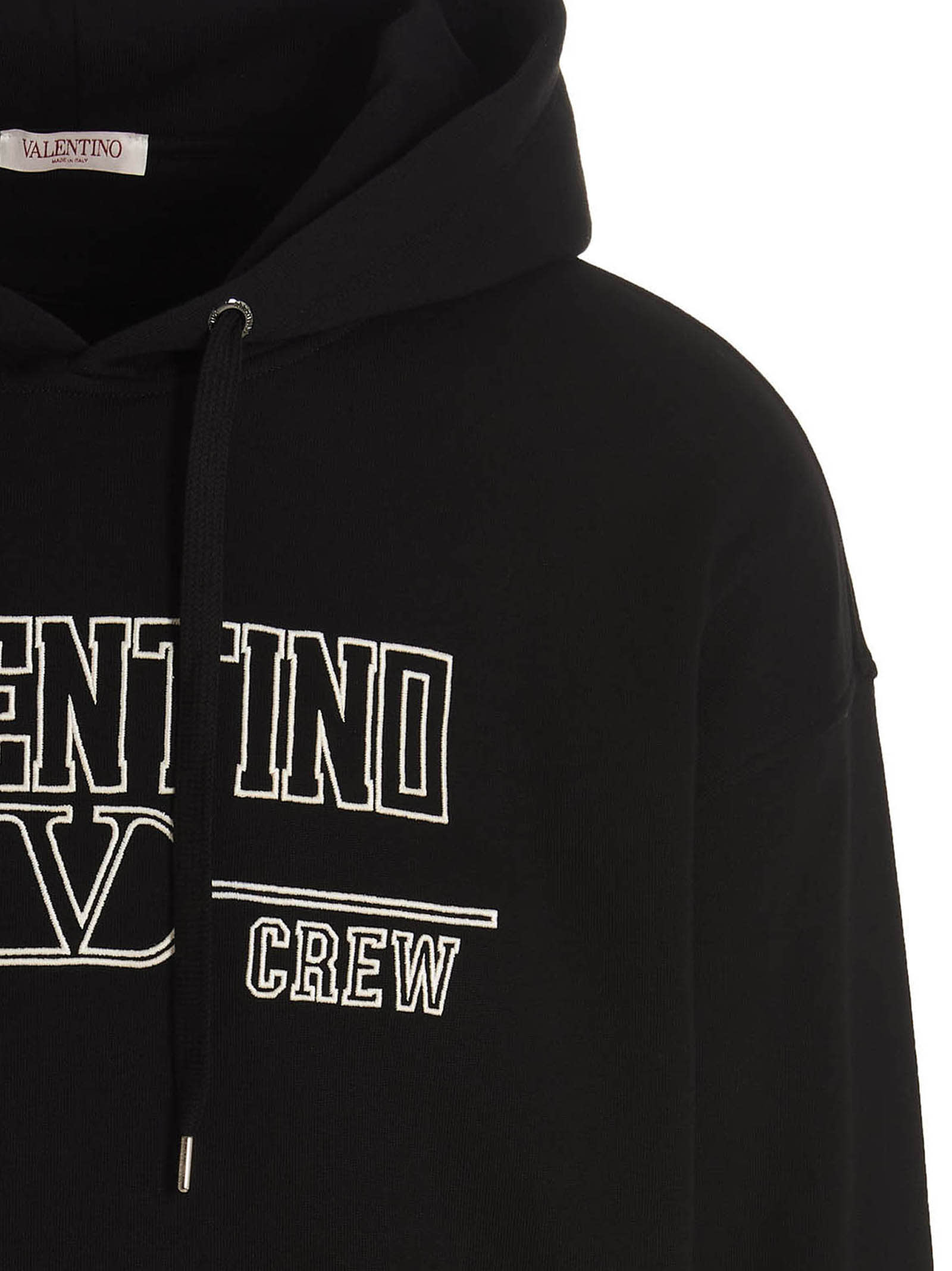 Shop Valentino Felpa Con Cappuccio   V Crew In Black