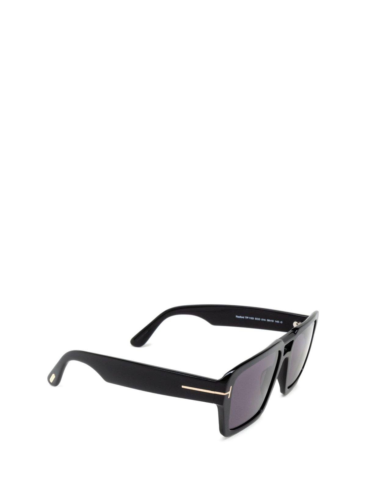 Tom Ford Redford Square Frame Sunglasses In 5601a - Nero Lucido / Fumo