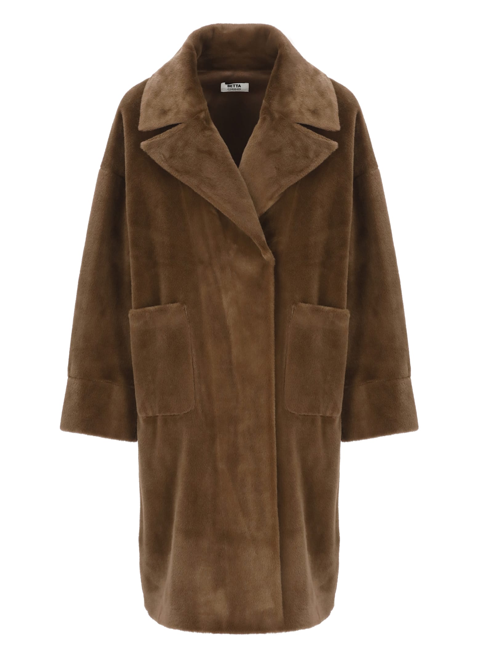 Betta Corradi Double-breasted Faux-fur Coat In Brown