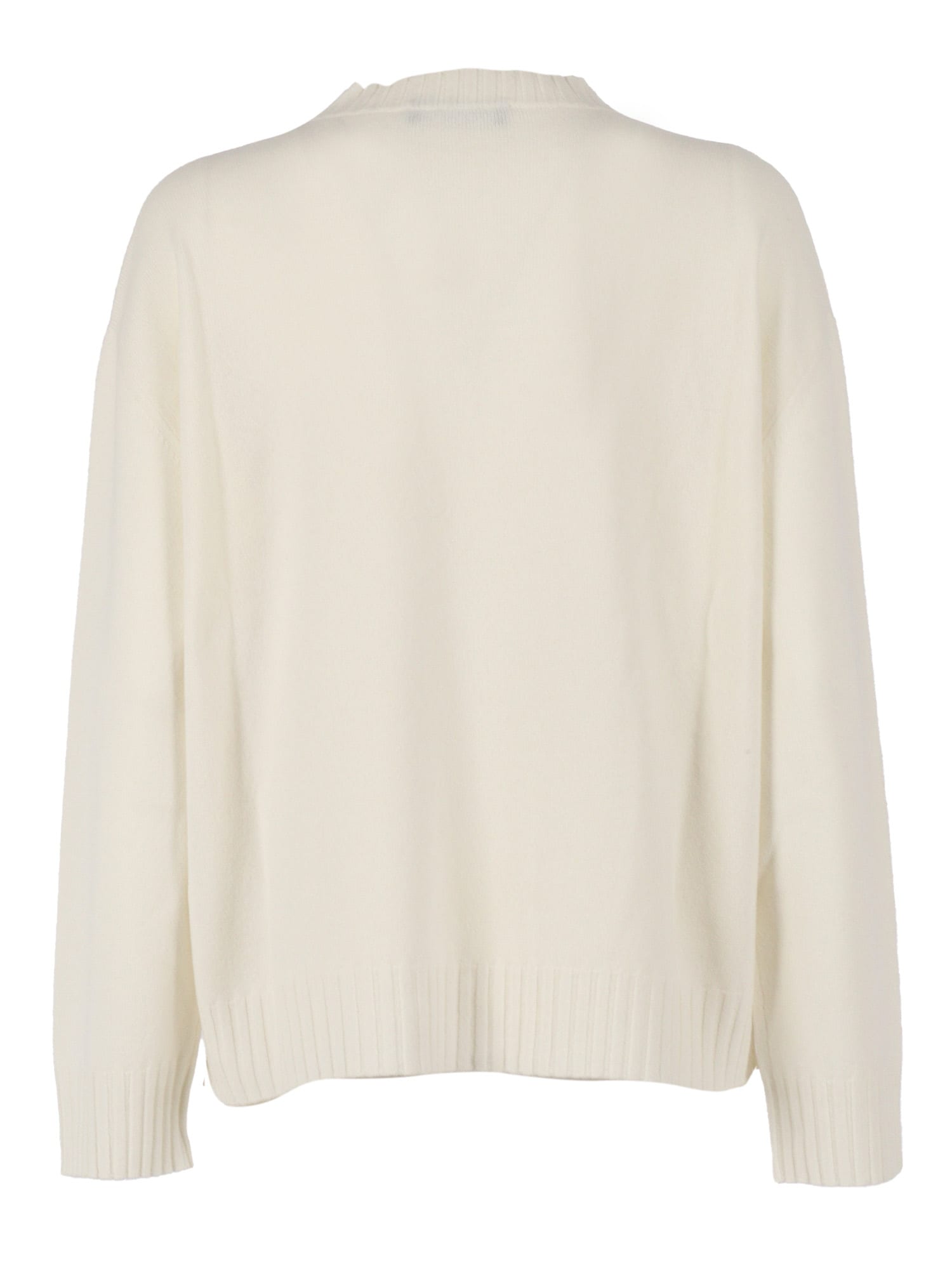 Fabiana Filippi Platinum Crew Neck Sweater With Filo Diamante In Neutral