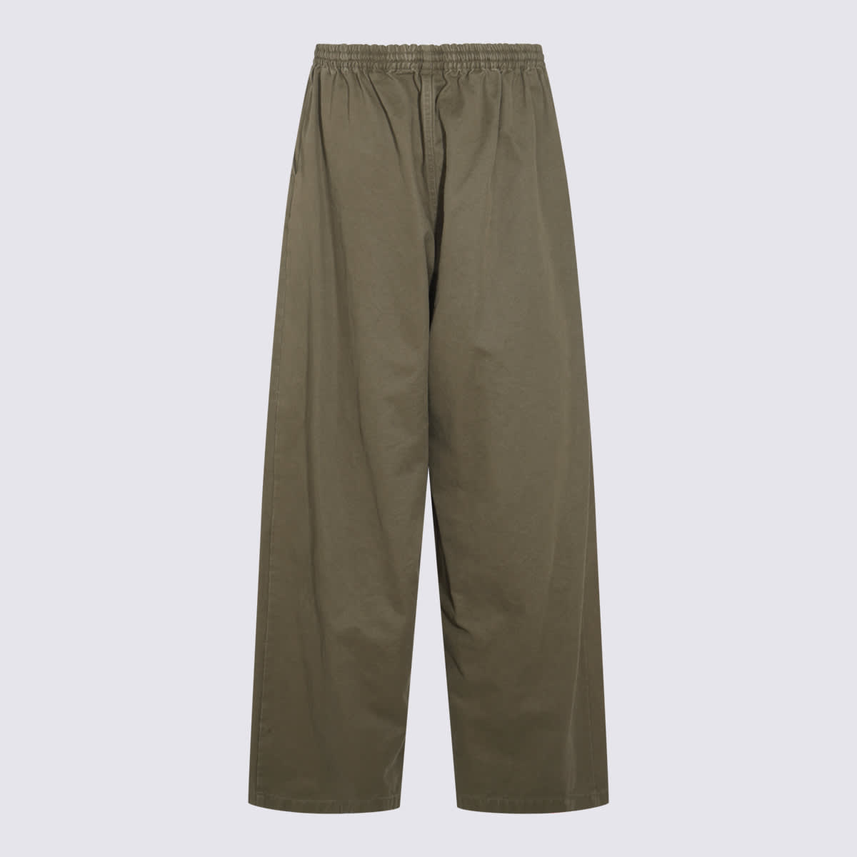 Shop Balenciaga Dark Green Cotton Pants In Khaki