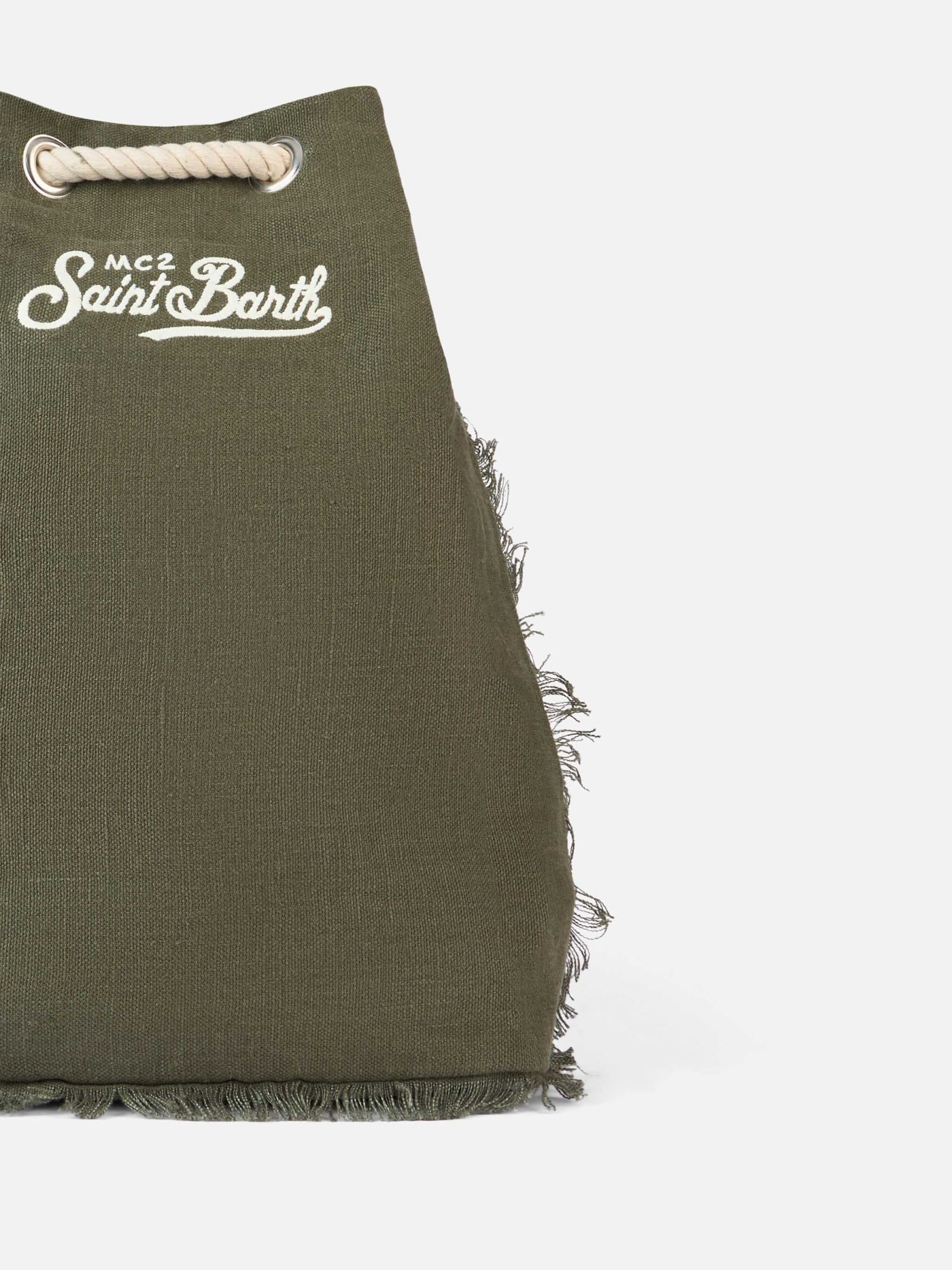 Mc2 Saint Barth Green Boat Linen Backpack In Green