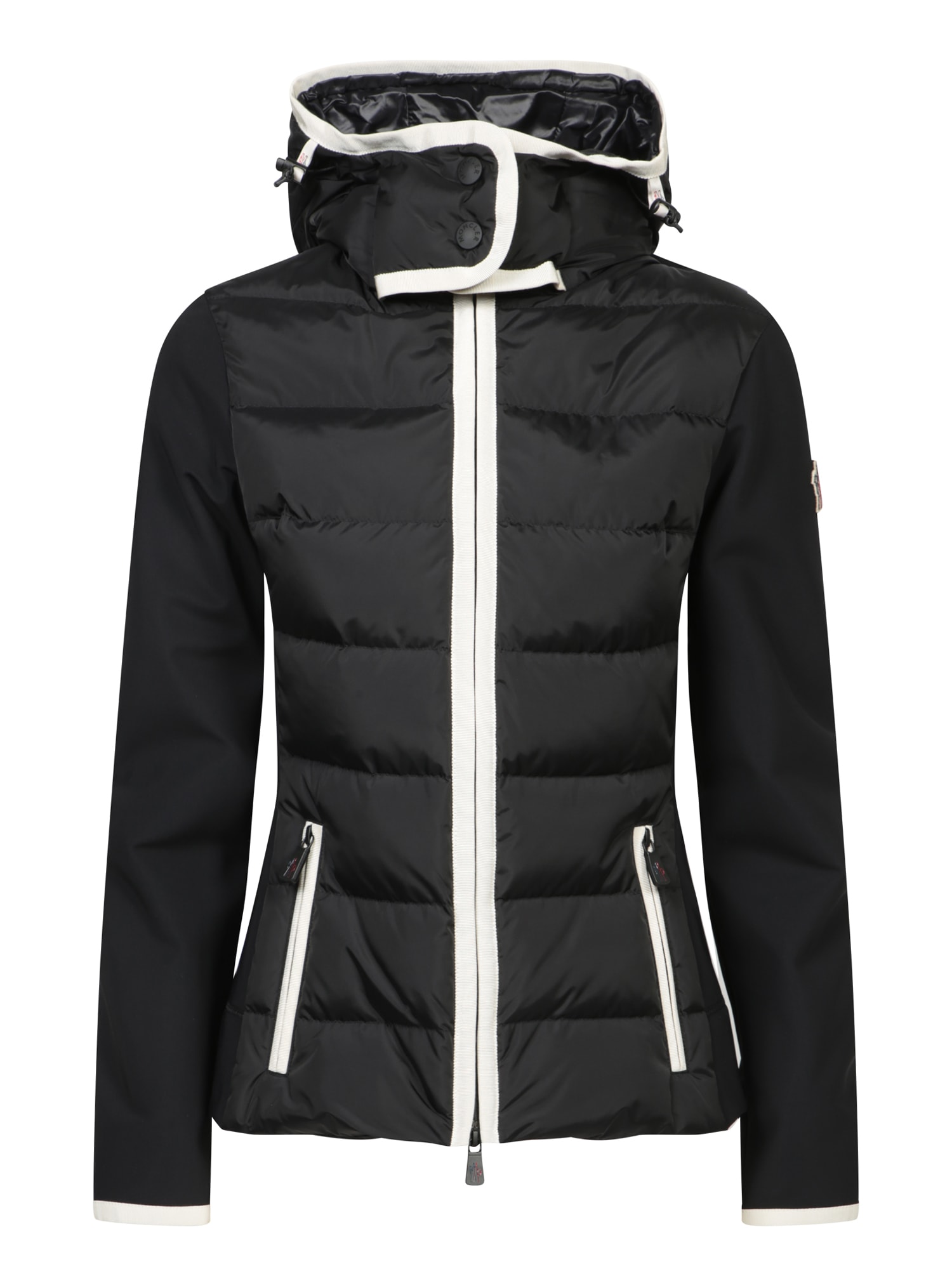 Shop Moncler Black Down Zip-up Cardigan