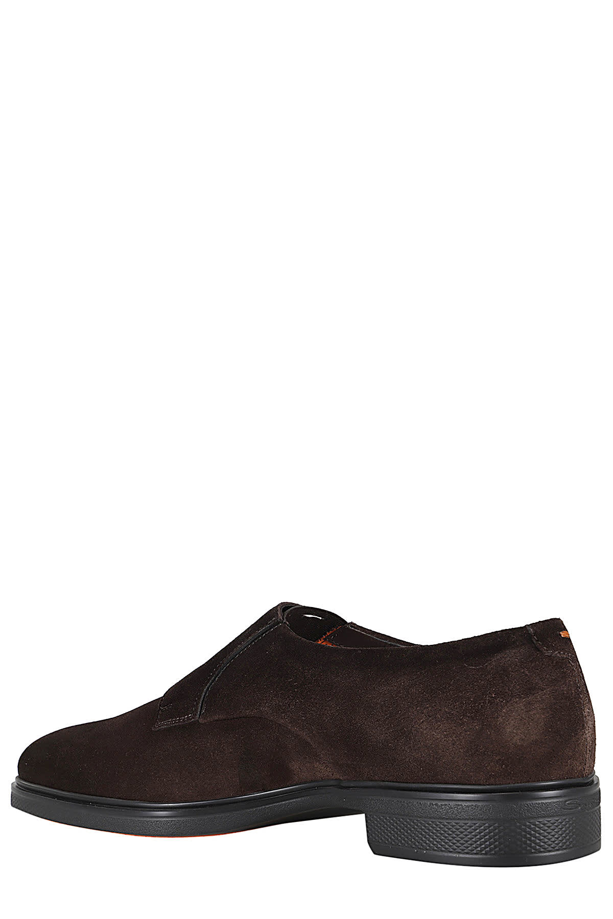 Santoni Brown Calf Suede Monk Shoes In Dark Brown