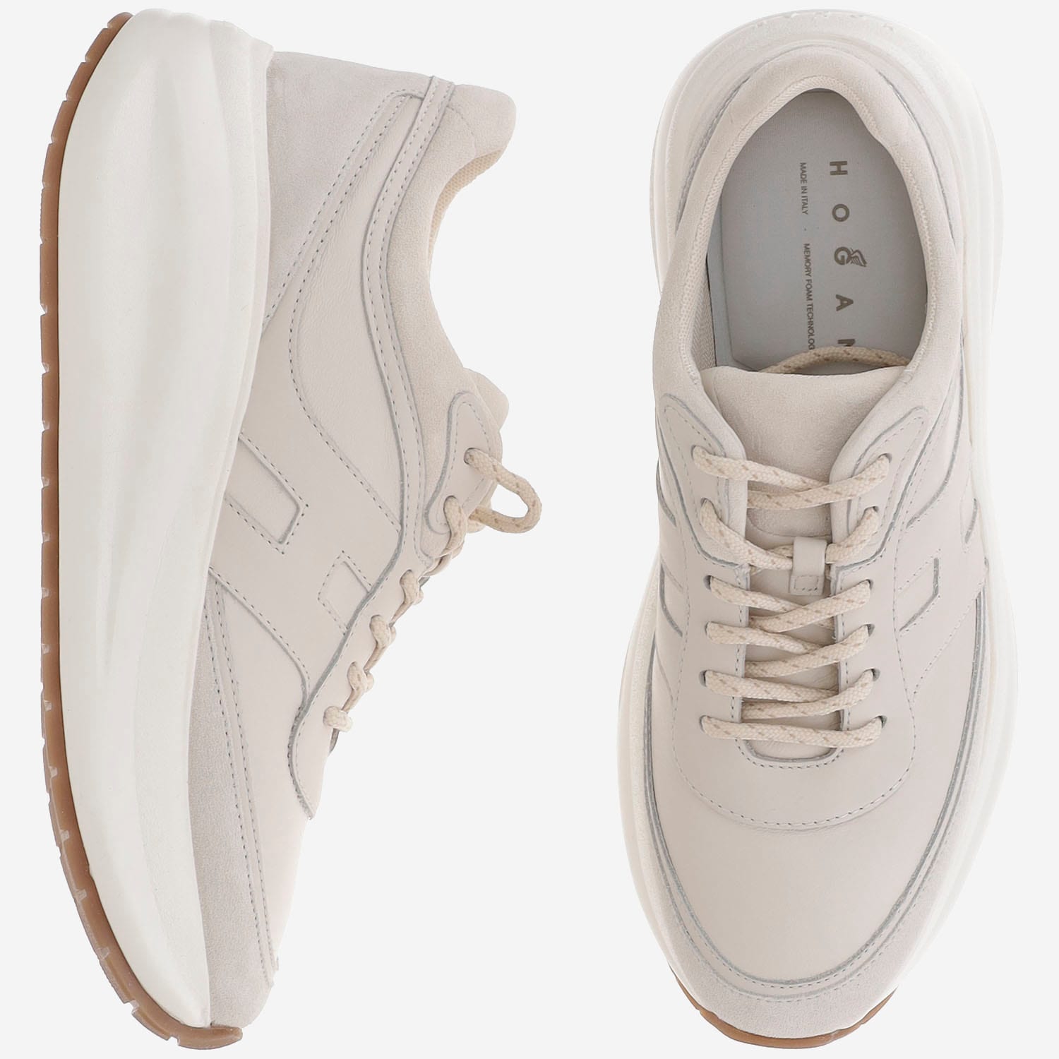 Hogan Leather Sneakers With Contrast Platform Sole In Multi