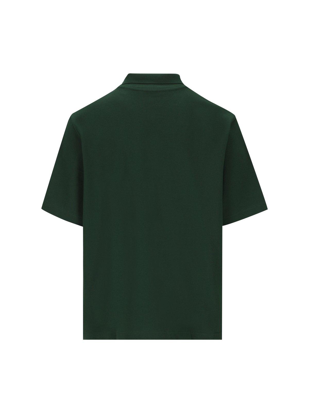 Shop Burberry Logo-embroidered Short Sleeved Polo Shirt In Ivy