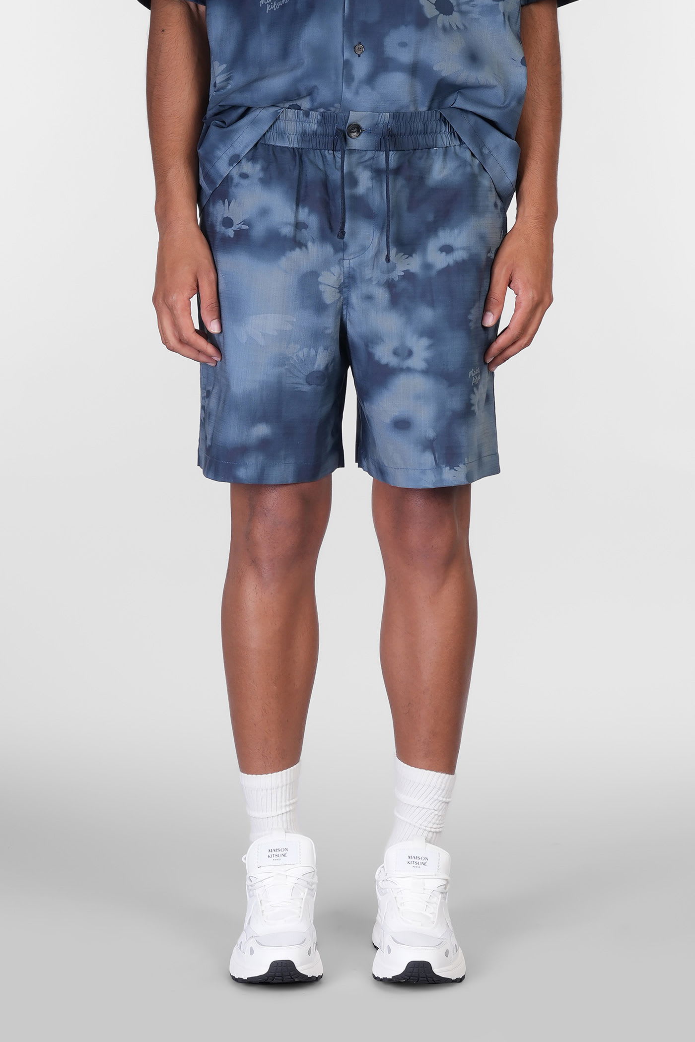 Maison Kitsuné Shorts In Blue Cotton