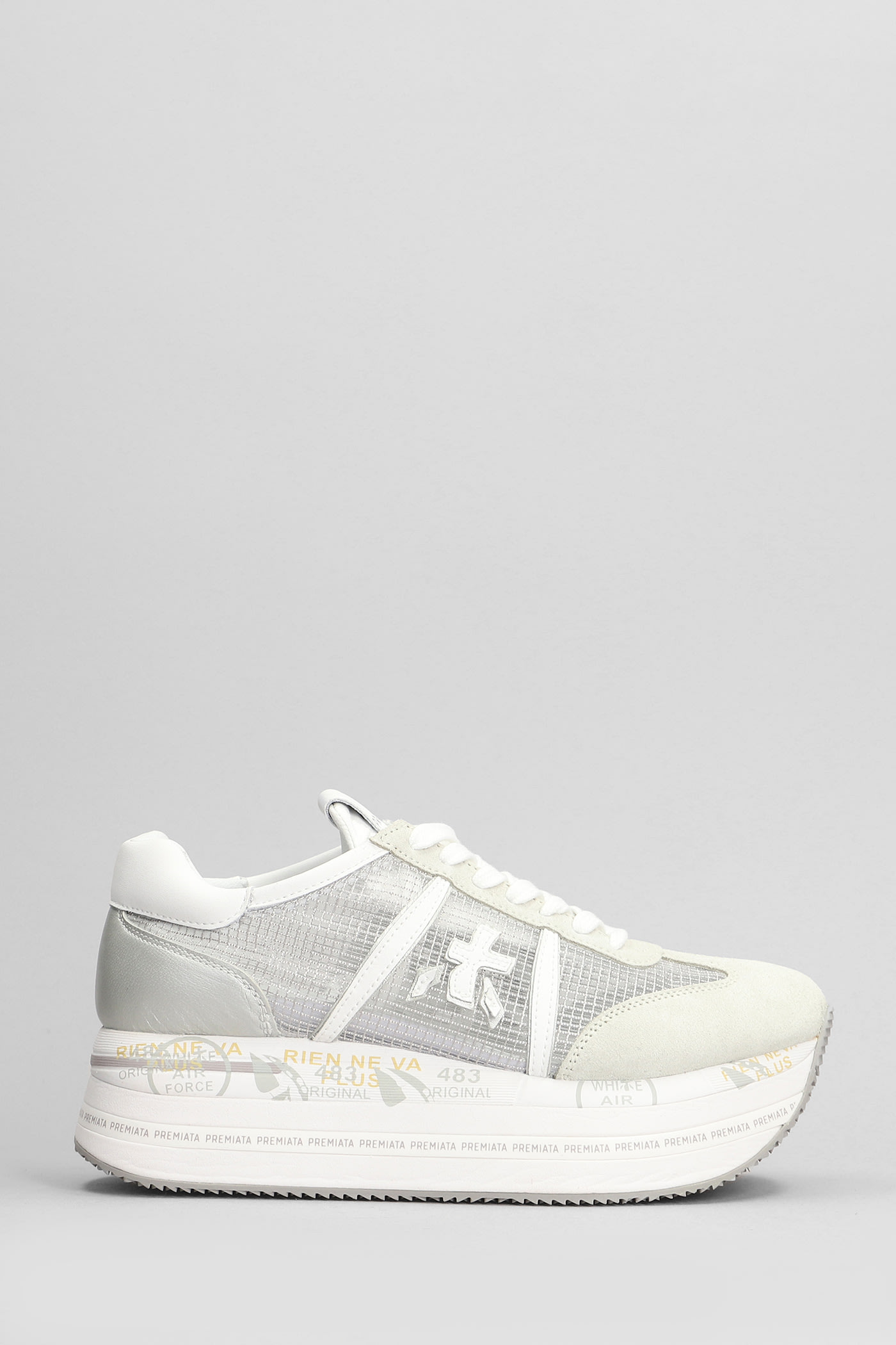 Shop Premiata Beth Sneakers In Grey Suede And Fabric