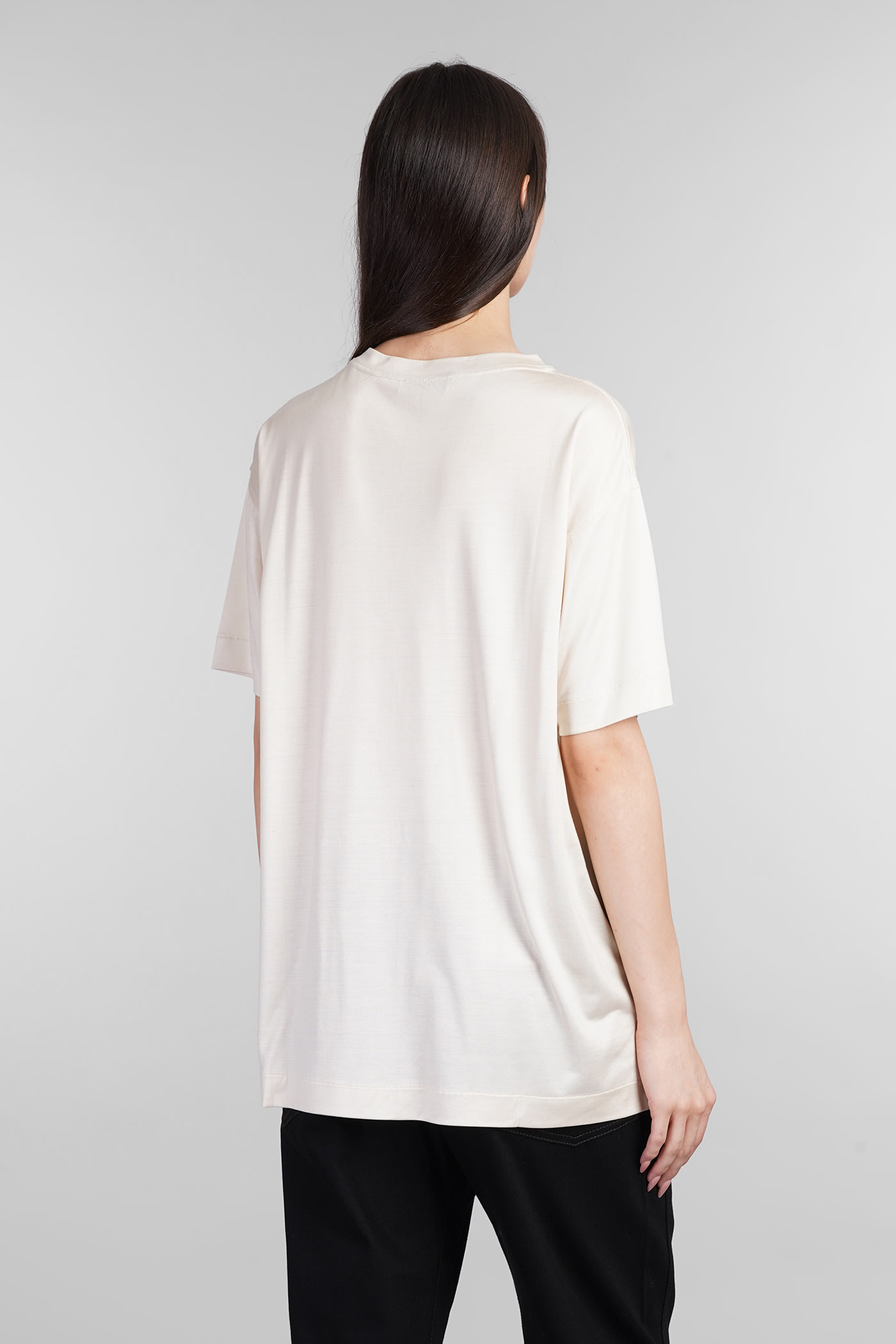 Shop Lemaire T-shirt In Beige Silk