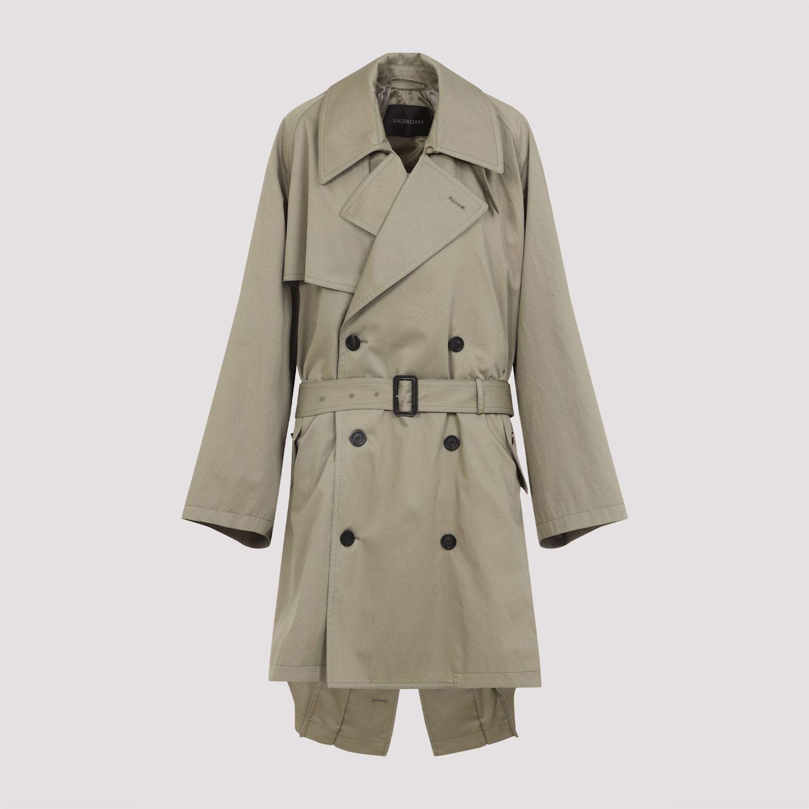 Balenciaga Beige Double-breasted Cotton Trench Coat In Gray