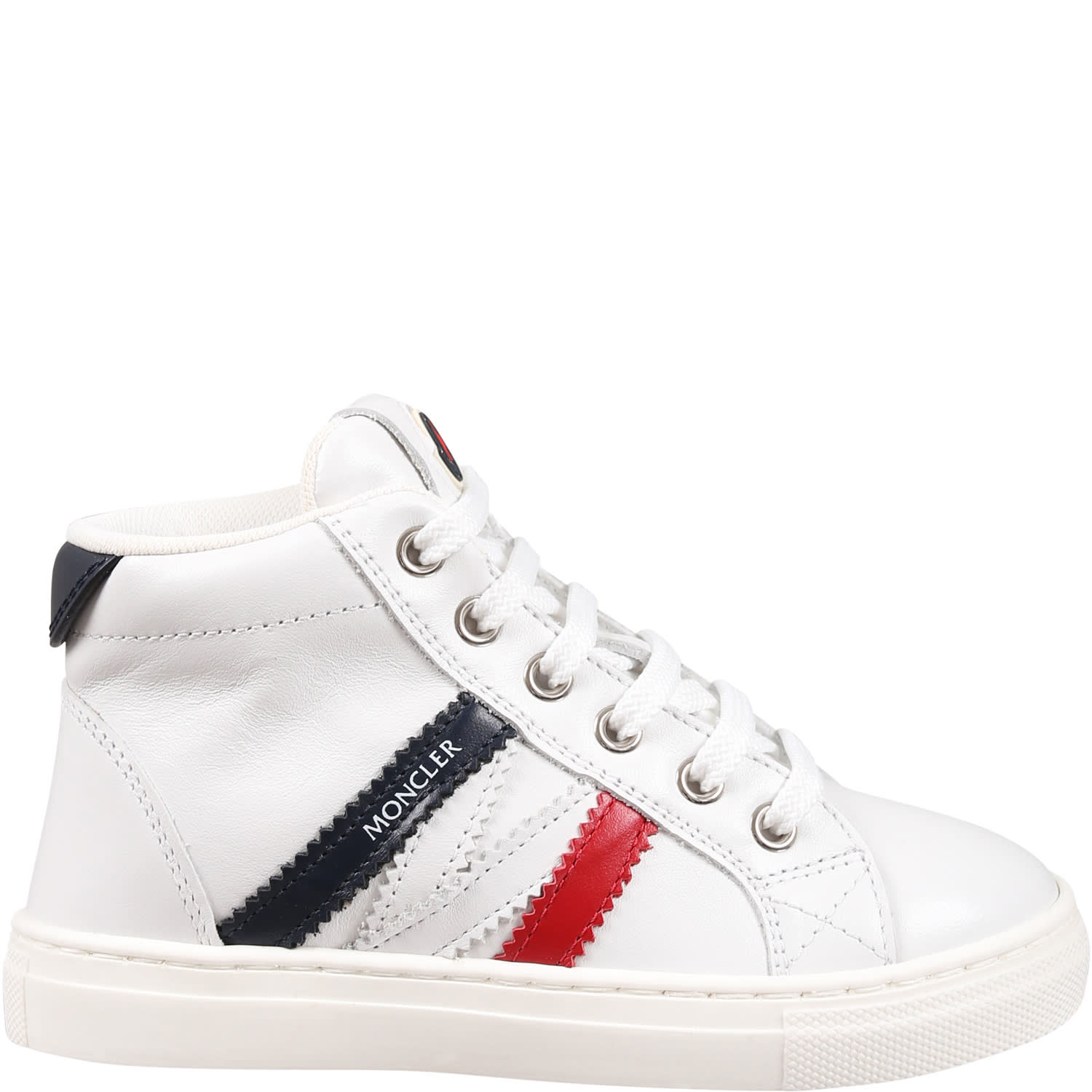 MONCLER WHITE SNEAKER FOR KIDS WITH LOGO