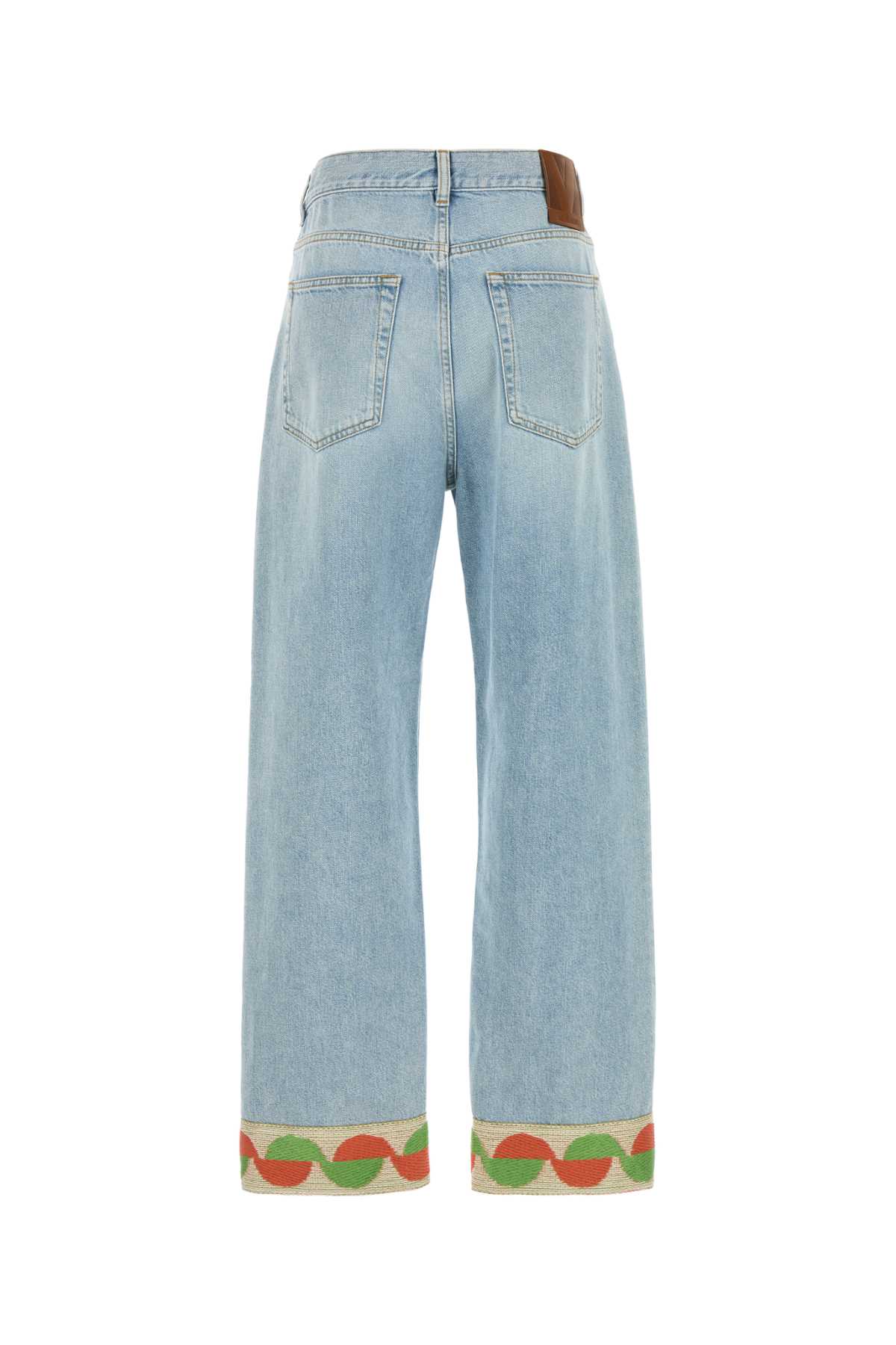 Valentino Jeans With Jacquard Profiles In Denimblulavchiaro