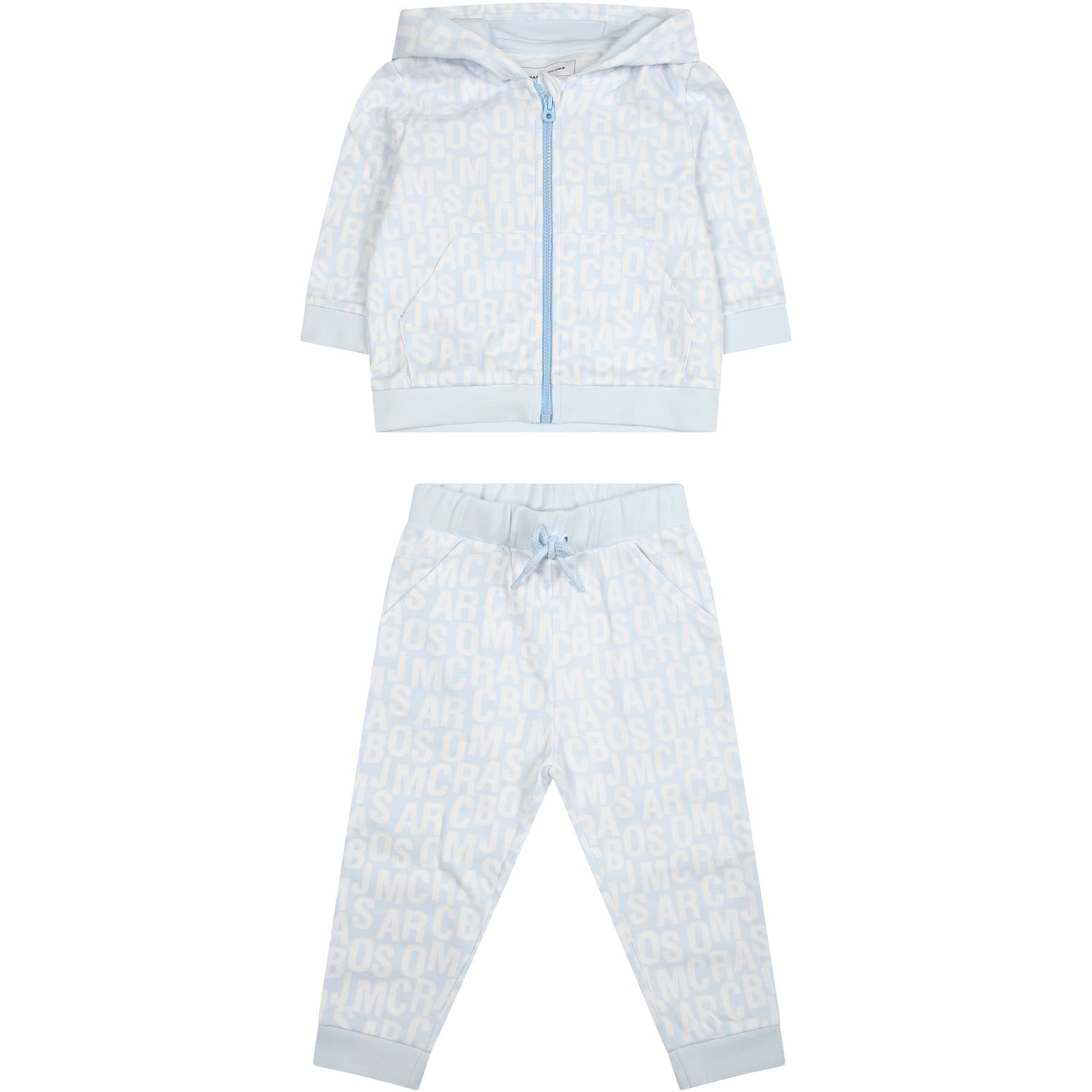 Shop Little Marc Jacobs Light Blue Suit For Baby Boy With Logo