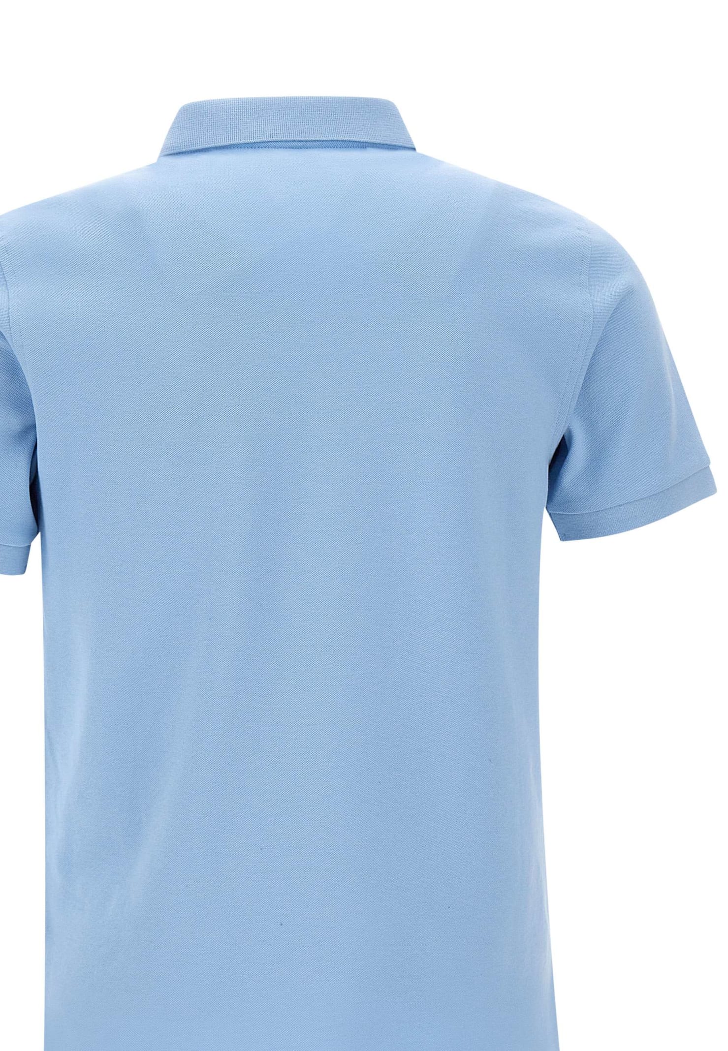 Shop Fay Cotton Polo Shirt In Azzurro