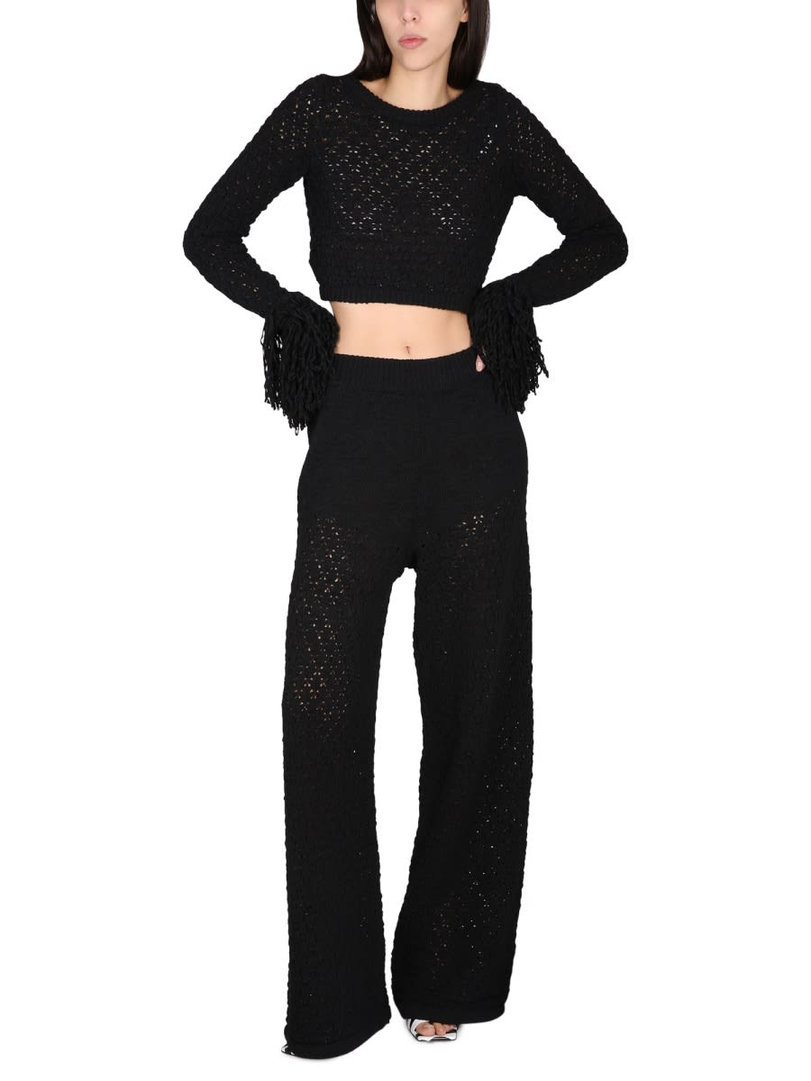 Rotate Birger Christensen Rotate Relaxed Fit Knit Pants In Black