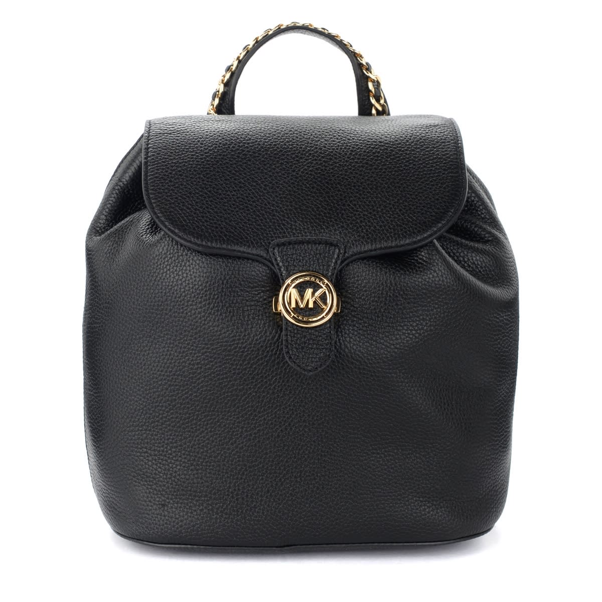 Michael Kors Mina Backpack In Black Grained Leather