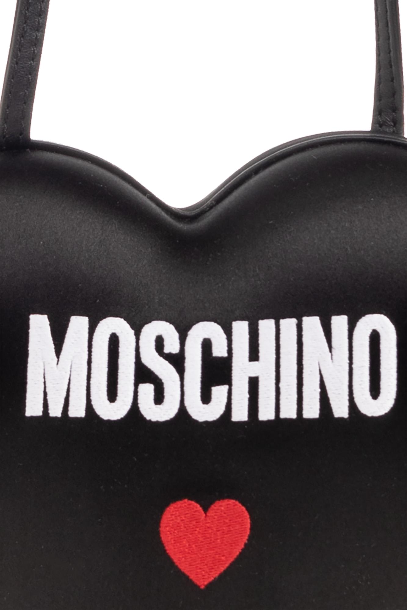 Shop Moschino Heart-shaped Shoulder Bag In Black