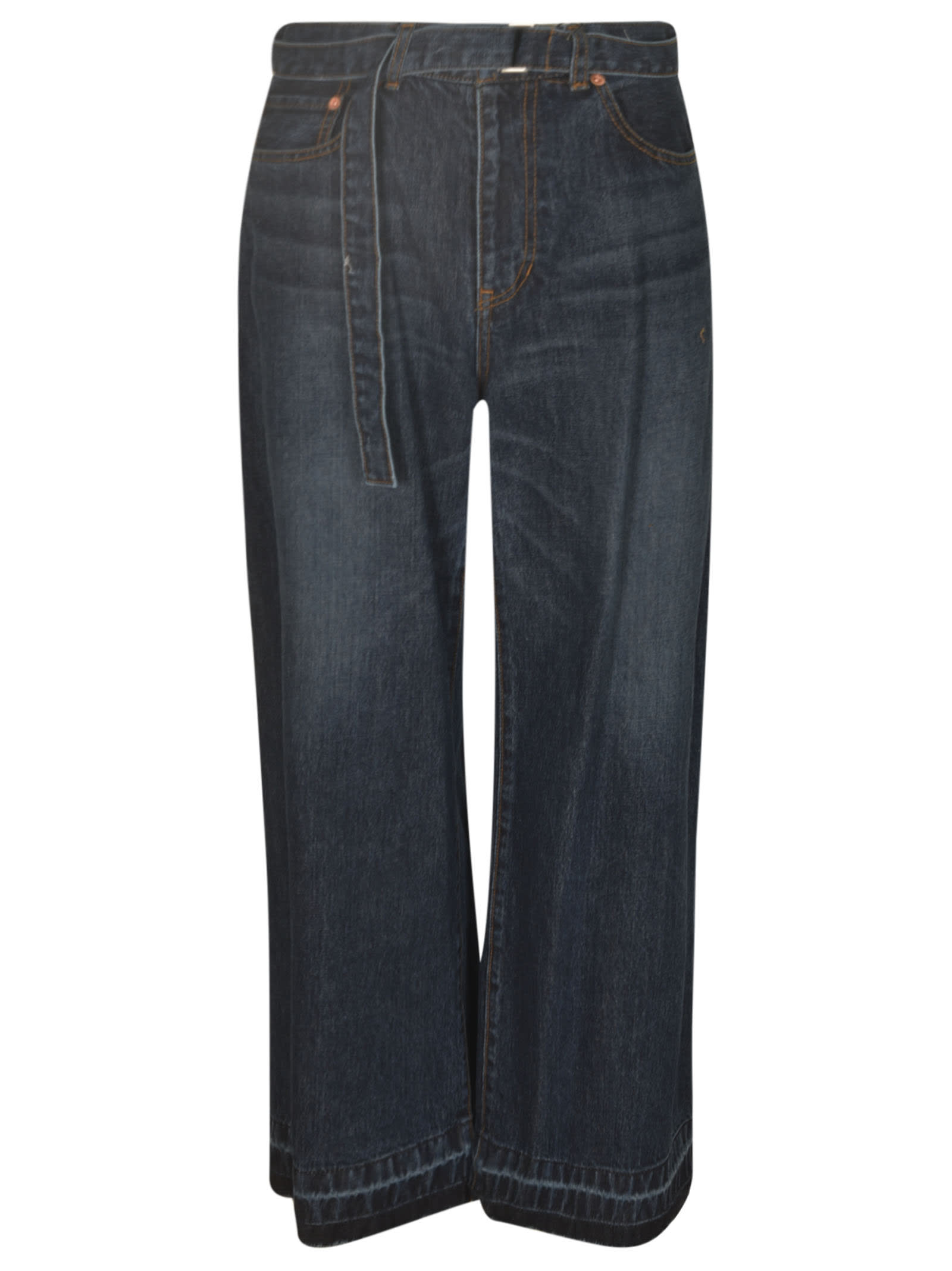 Sacai Straight Buttoned Jeans In Blue