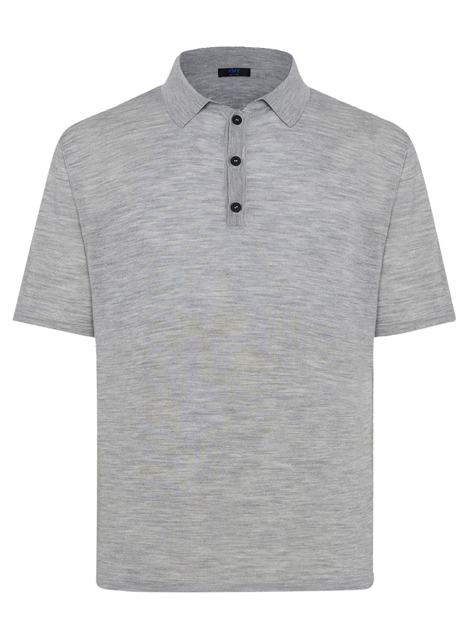 Shop Kiton Jersey Poloshirt S/s Virgin Wool In Pearl Grey