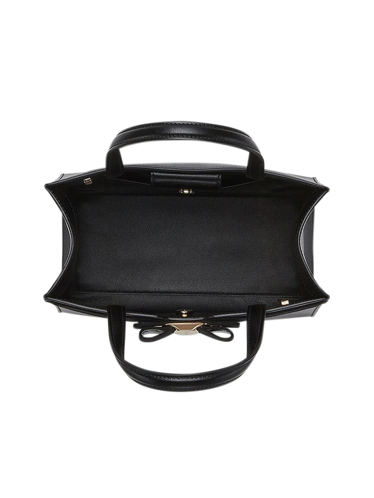 Shop Ferragamo Vara Bow Medium Top Handle Bag In Black