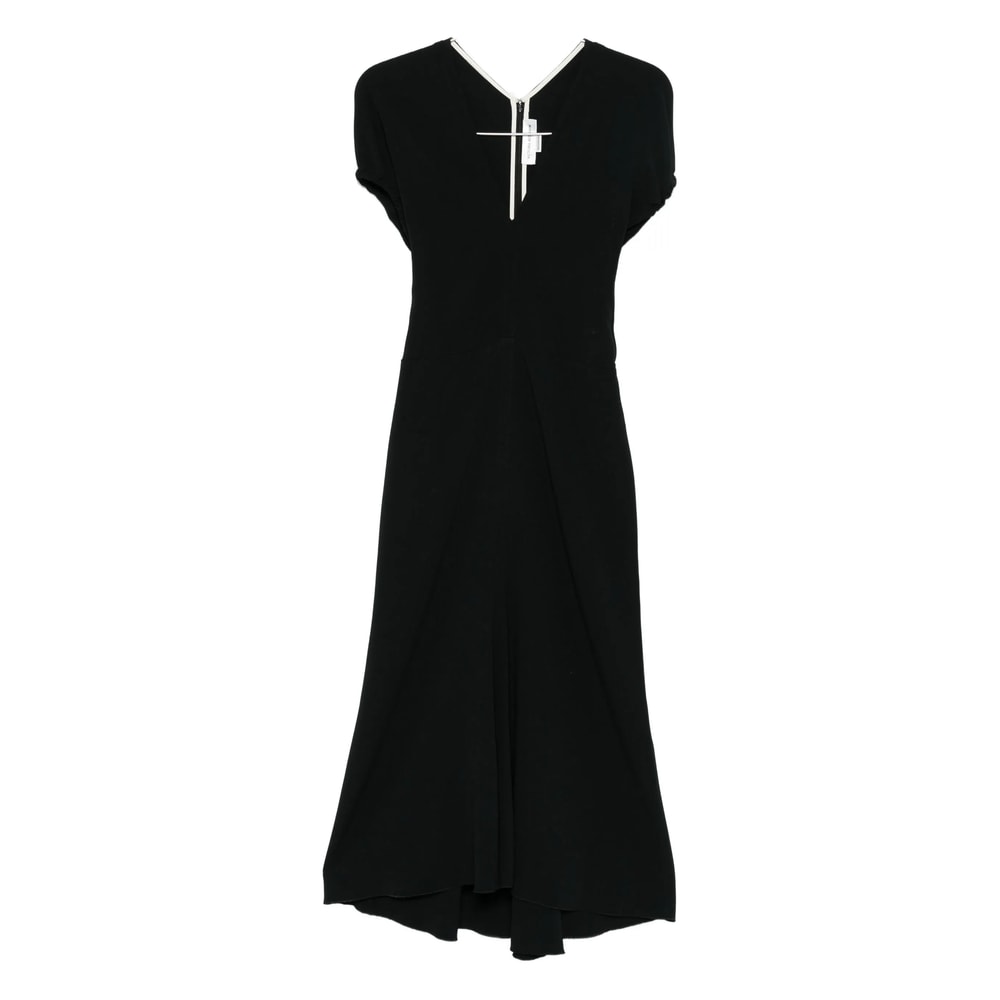 Victoria Beckham Edith V-neck Midi Dress In Black