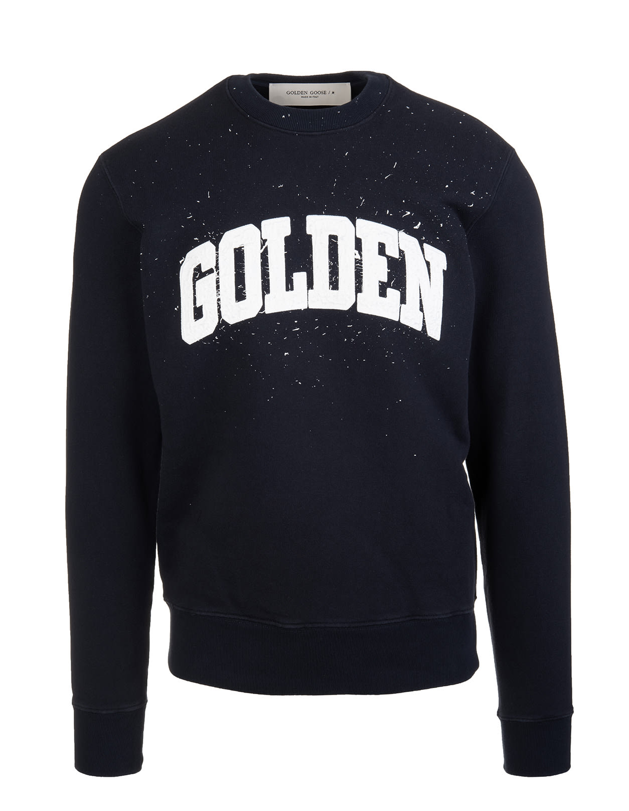 Golden Goose Man Dark Blue Archibald Journey Collection Sweatshirt With White Logo