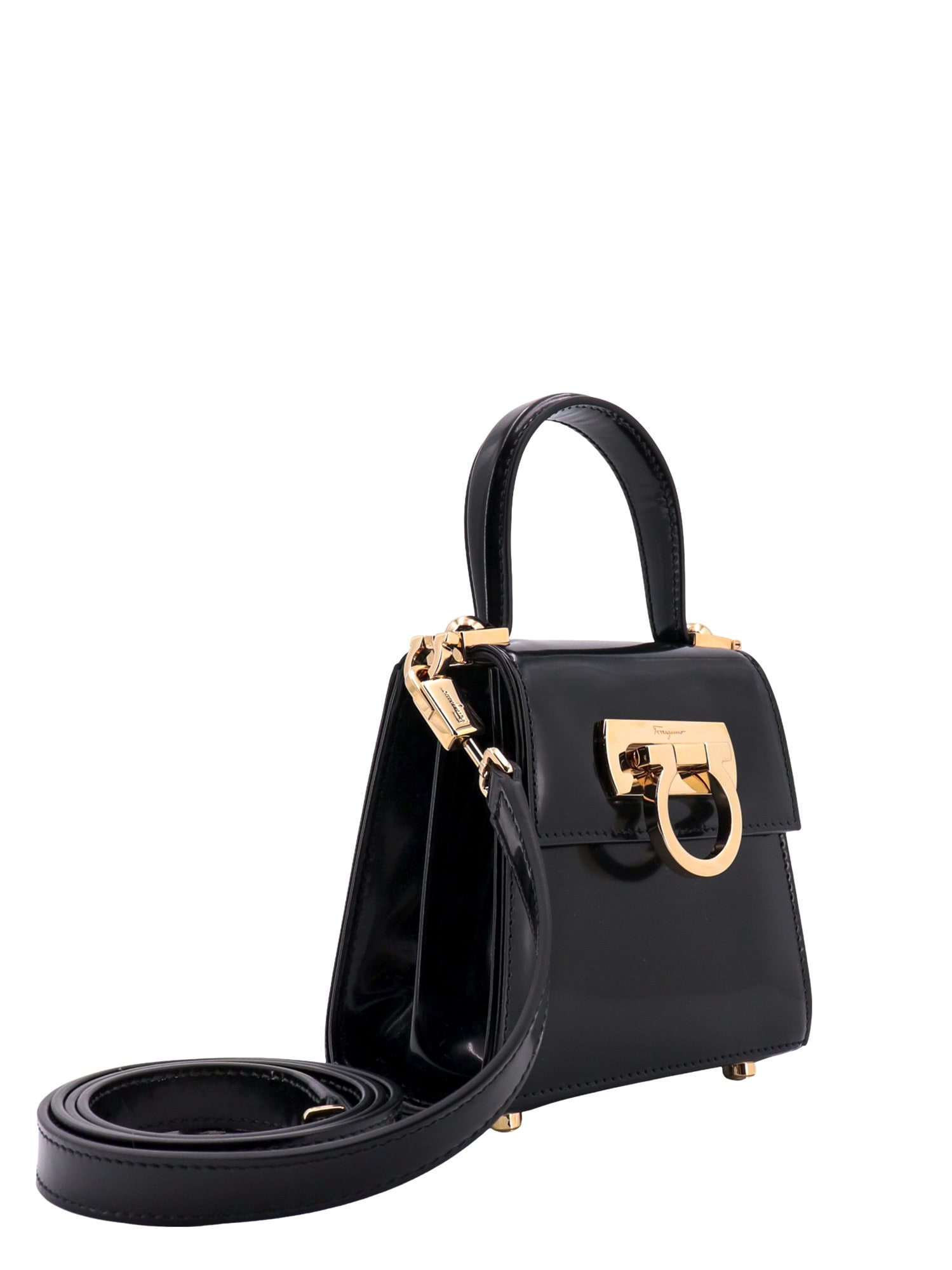 Shop Ferragamo Top Handle Xs Handbag In Black