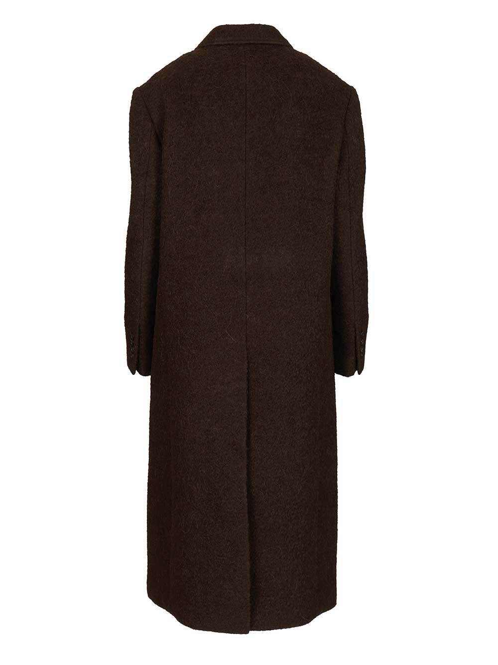 Dunst Brown Single-breasted Wool-blend Coat In Black