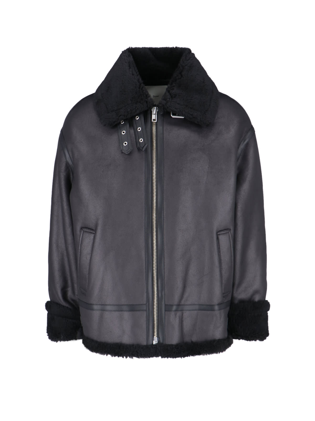 Shop Dunst Faux Shearling Zip Jacket In Black